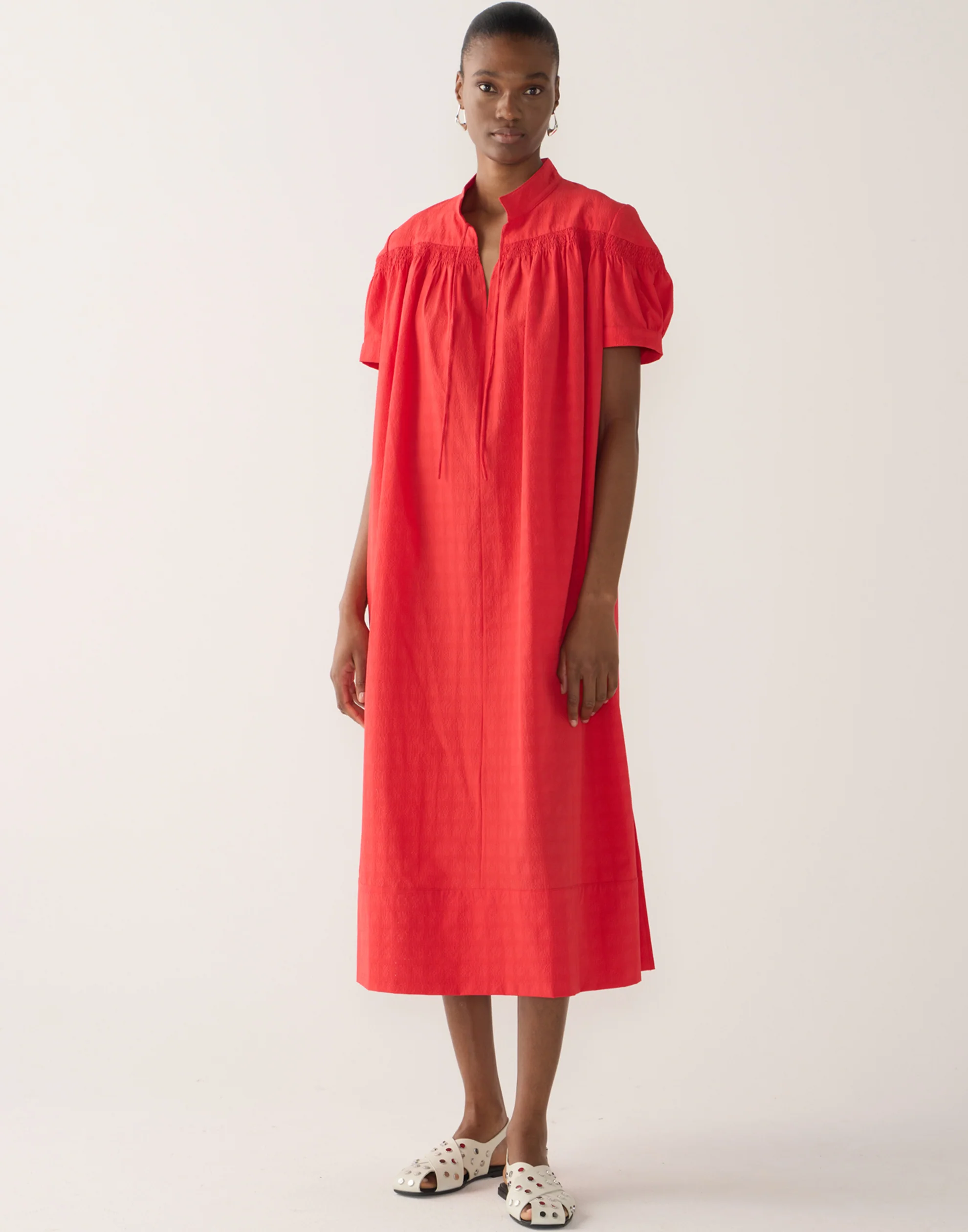 Rouge Cotton Seersucker Kaya Dress - Image 2
