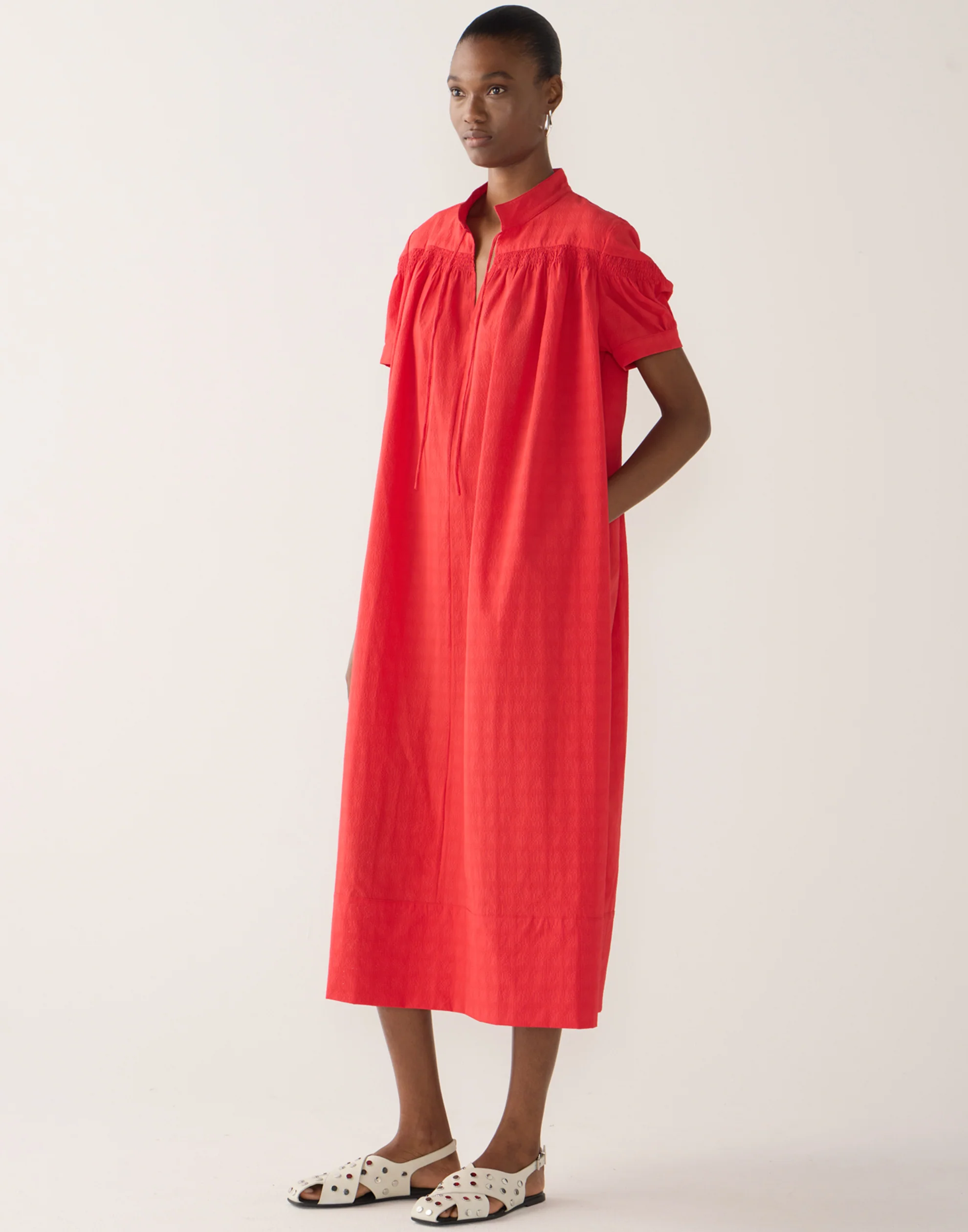 Rouge Cotton Seersucker Kaya Dress - Image 3