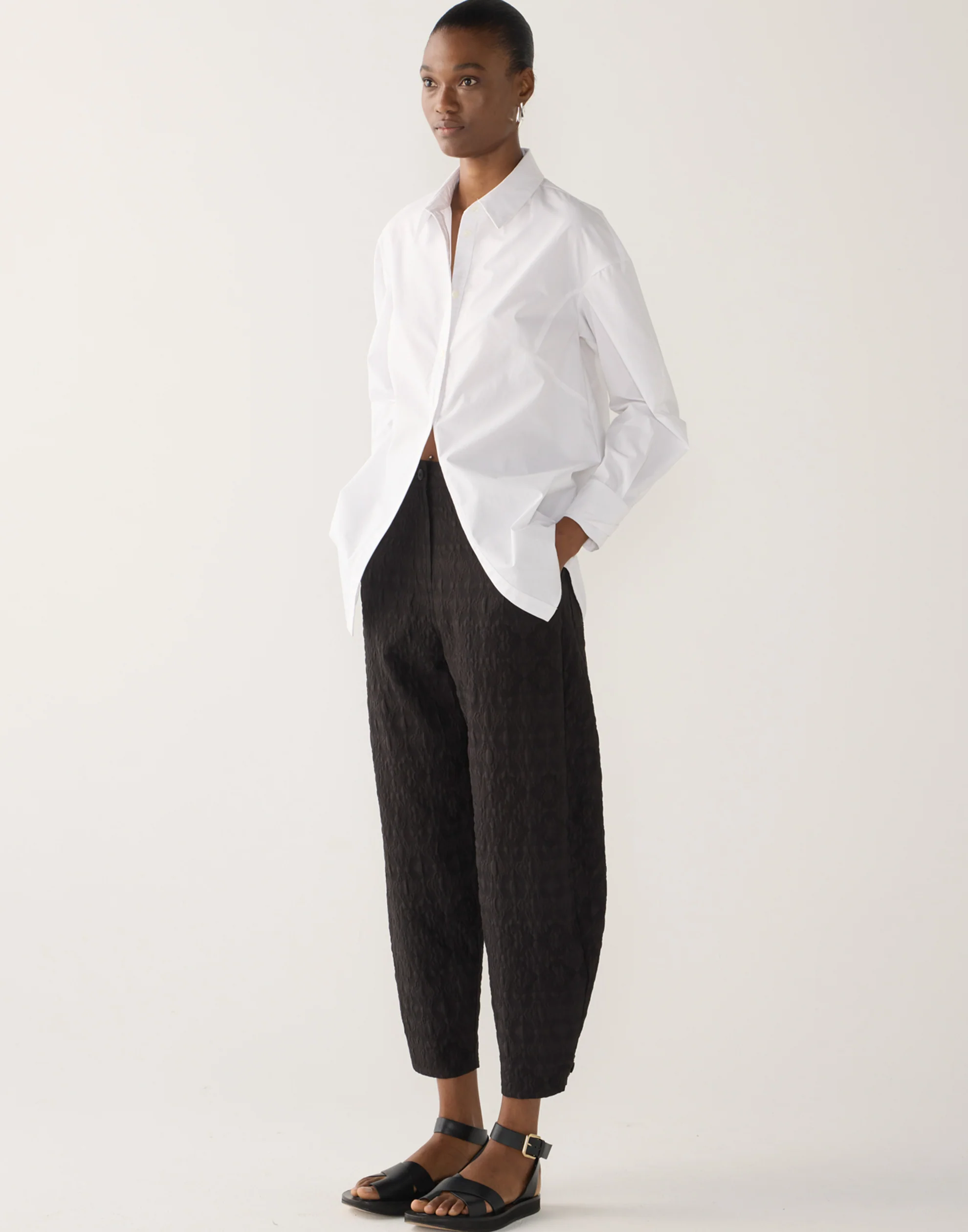 White Cotton Poplin Lucie Shirt - Image 3