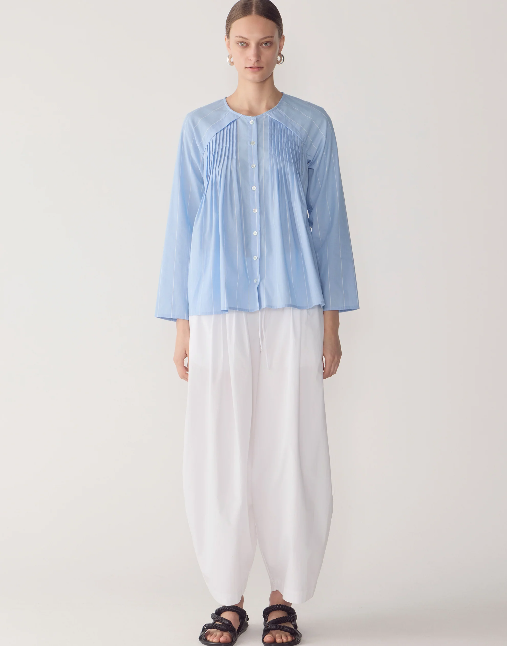 White Cotton Poplin Pamela Pants - Image 4
