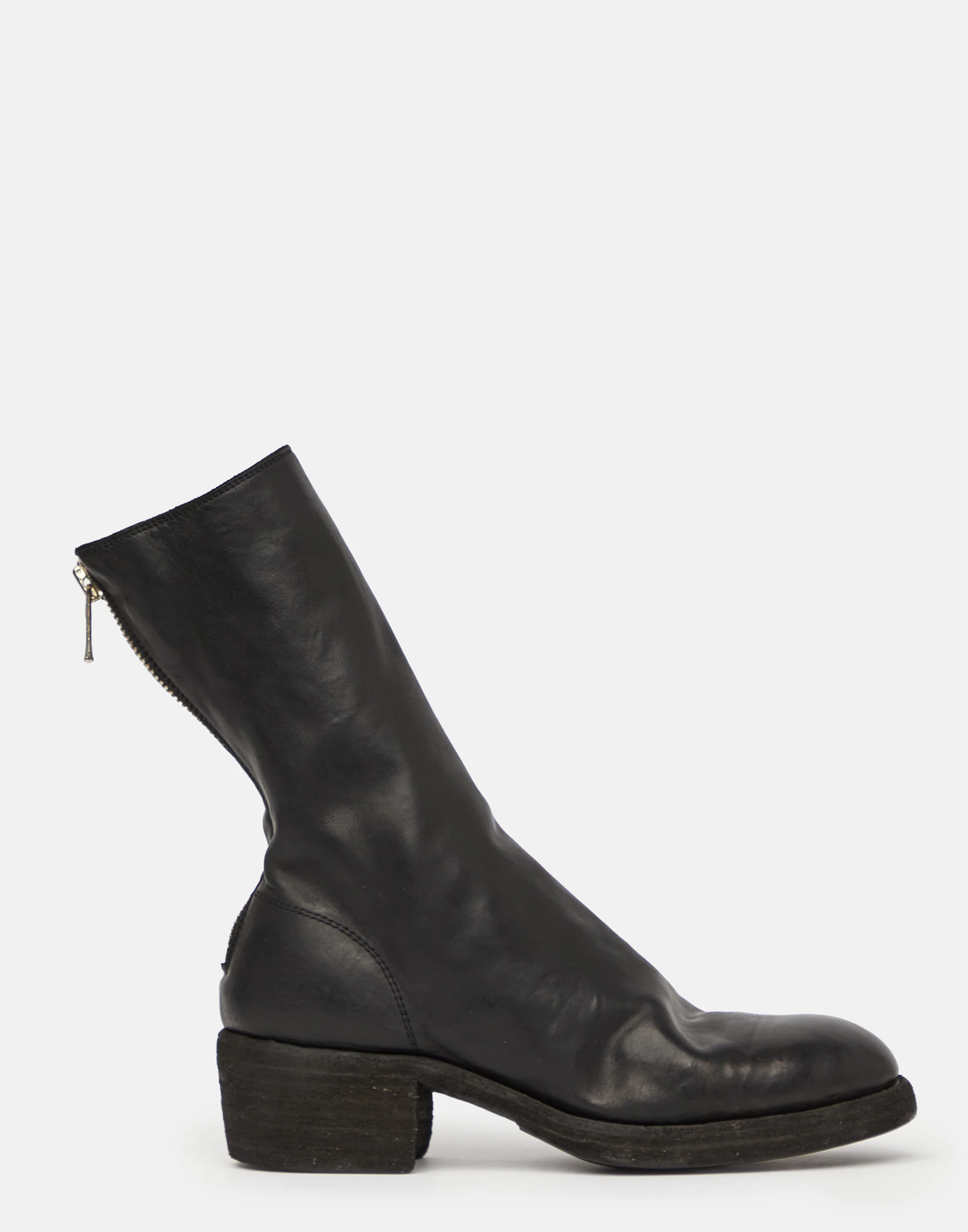 Black 788Z Leather Rear Zip Boots - Image 3