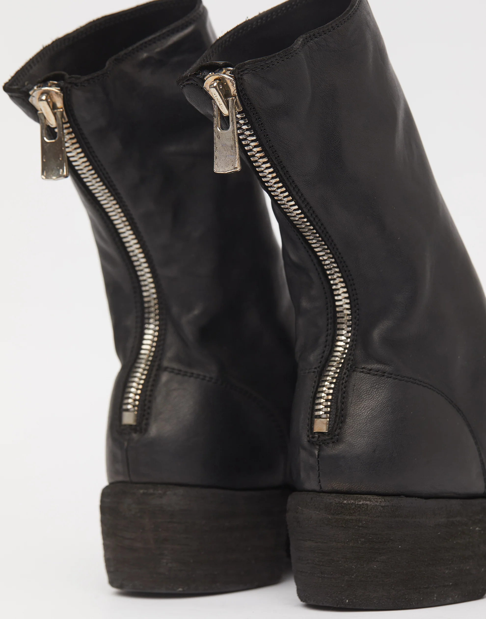 Black 788Z Leather Rear Zip Boots - Image 4