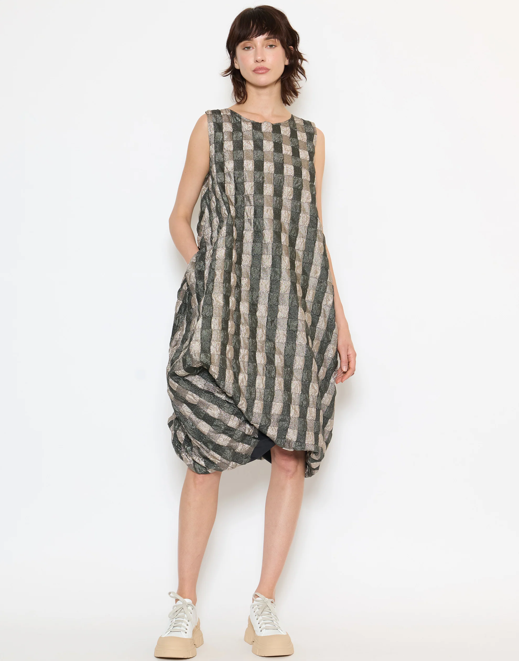 Bronze Metallic Check Dyrken Dress - Image 2