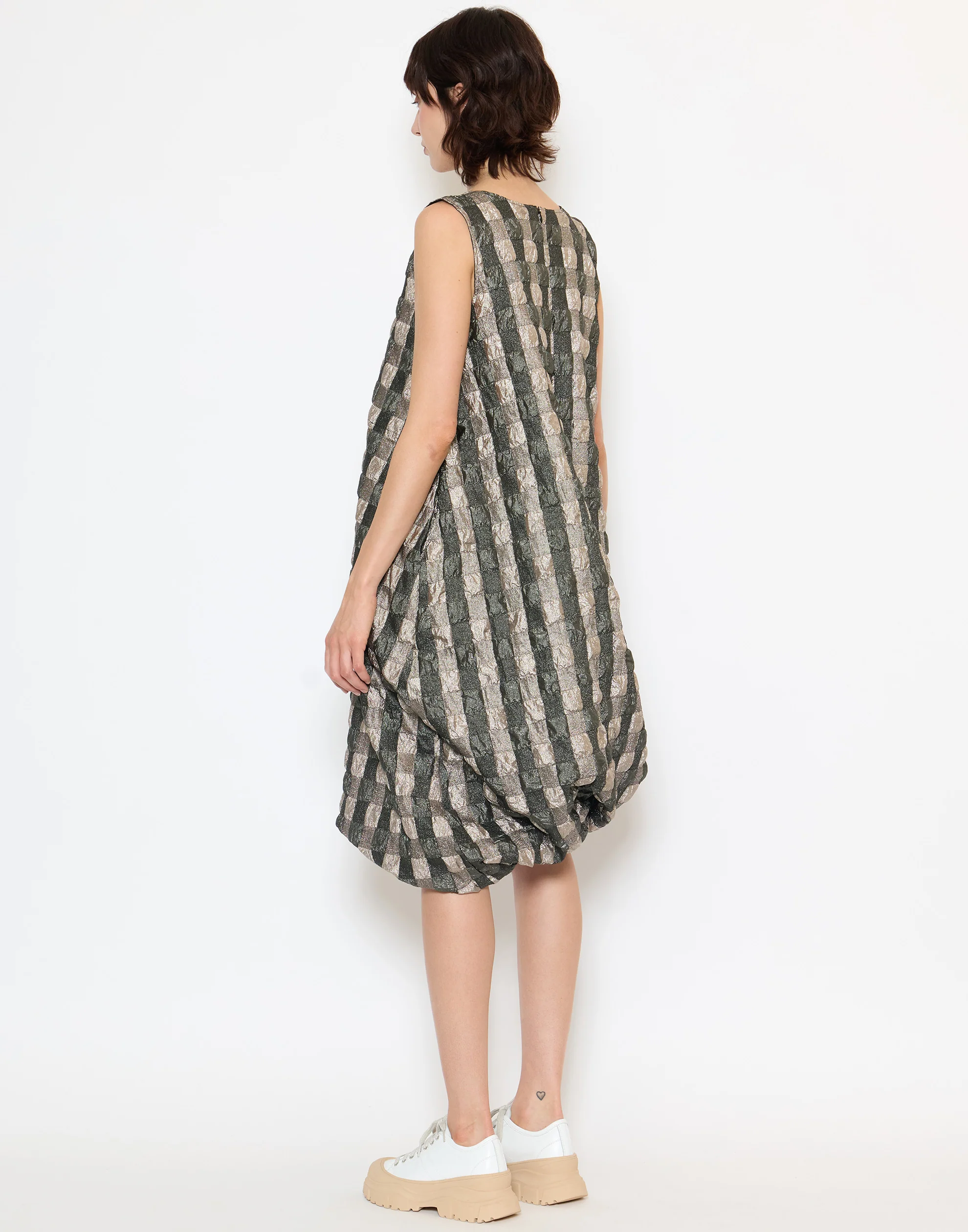 Bronze Metallic Check Dyrken Dress - Image 3