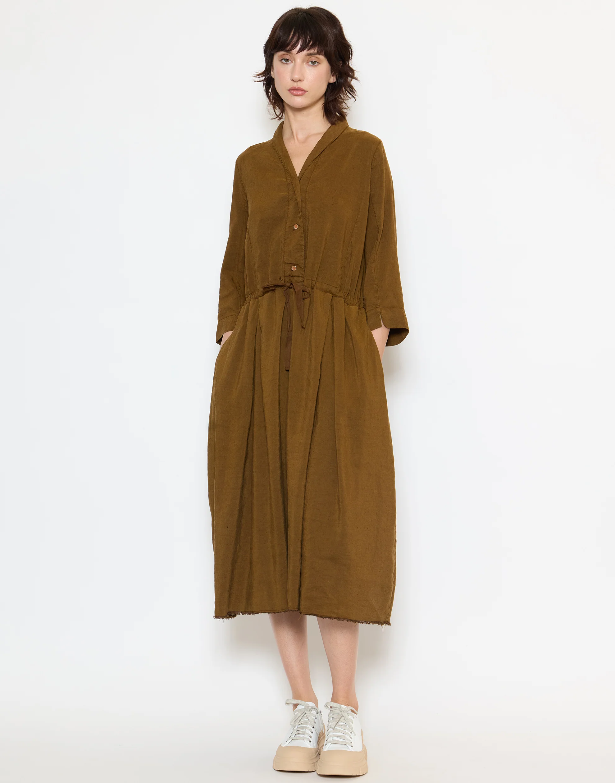 Tobacco Linen & Silk Dena Dress - Image 2