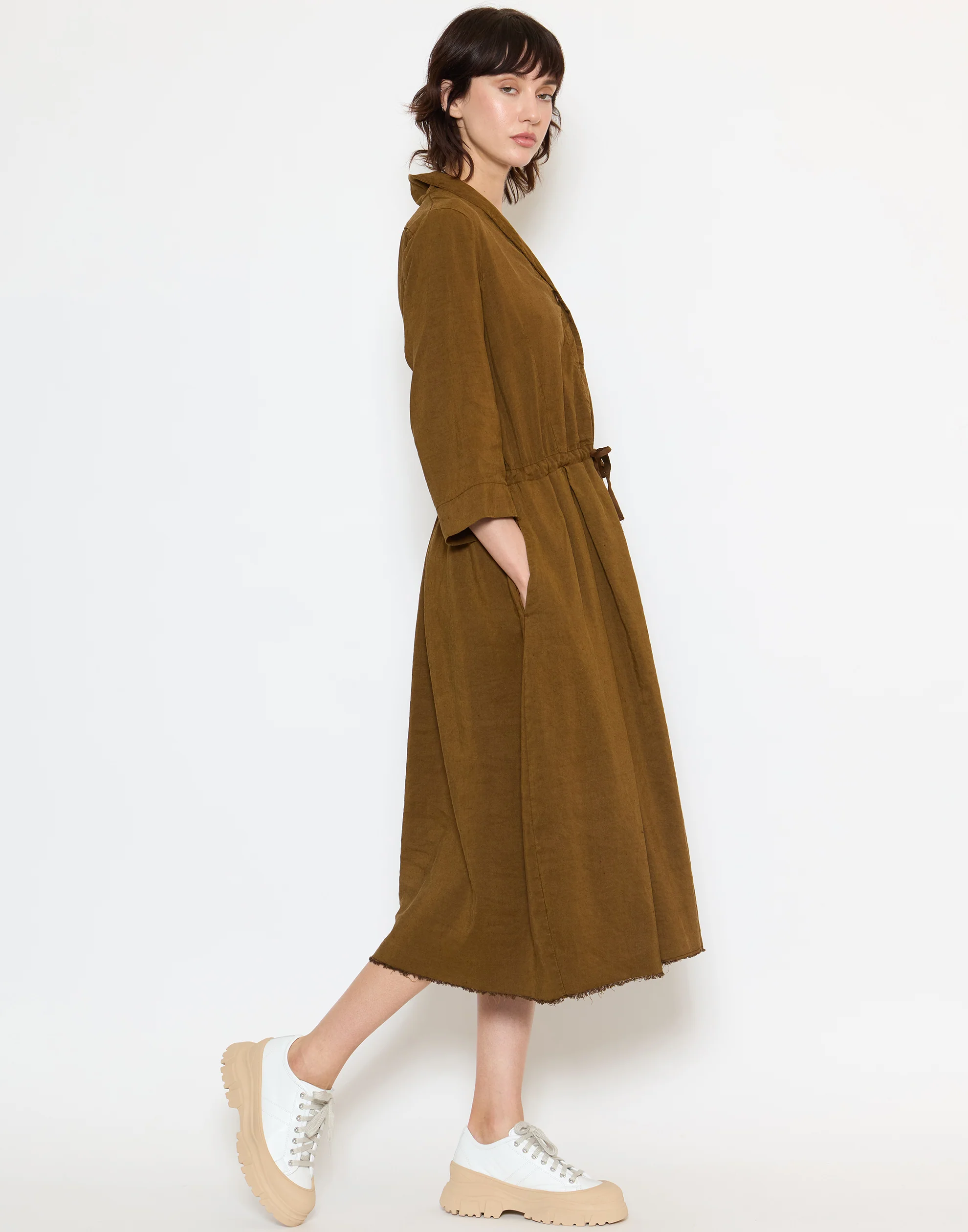 Tobacco Linen & Silk Dena Dress - Image 3