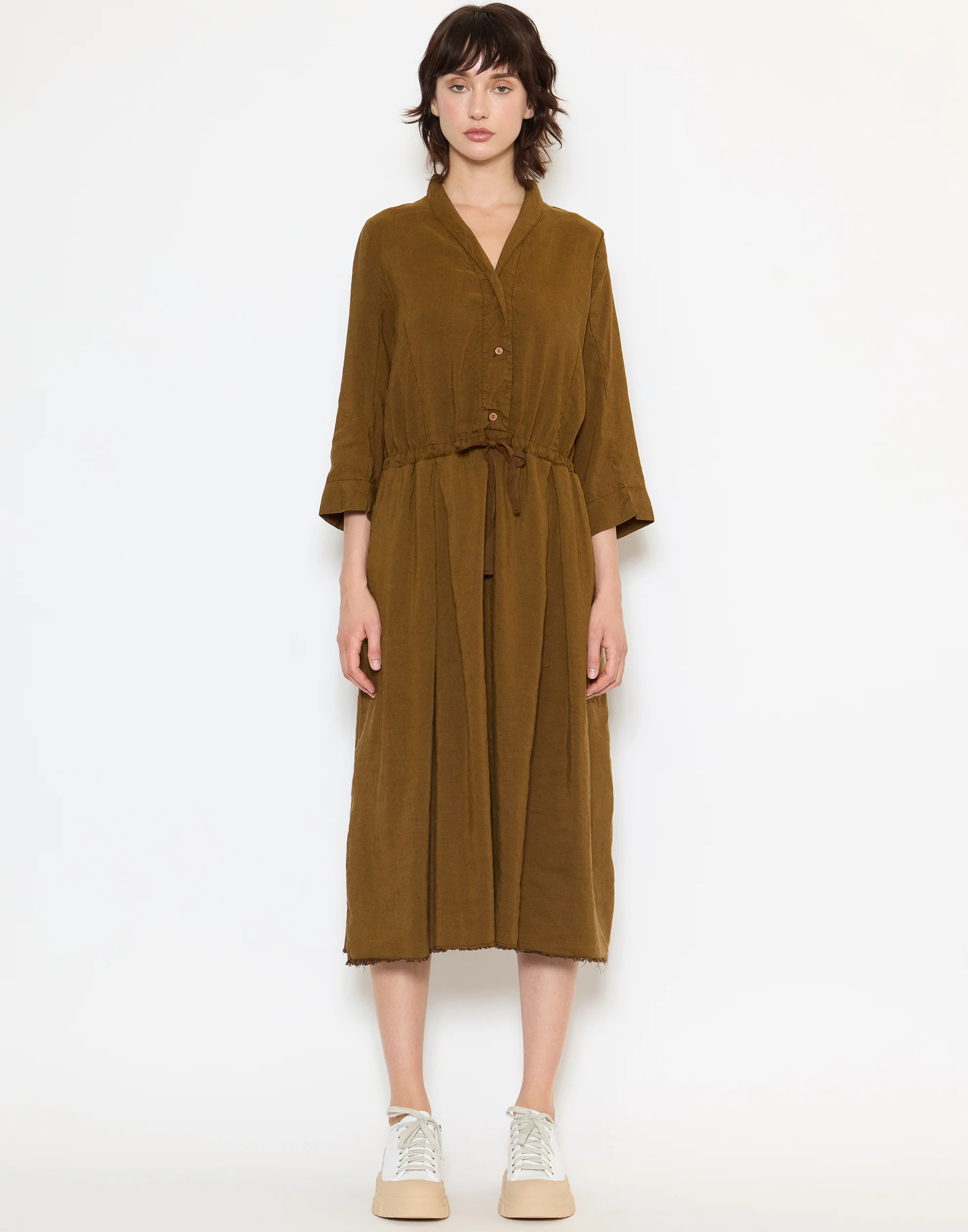 Tobacco Linen & Silk Dena Dress - Image 4