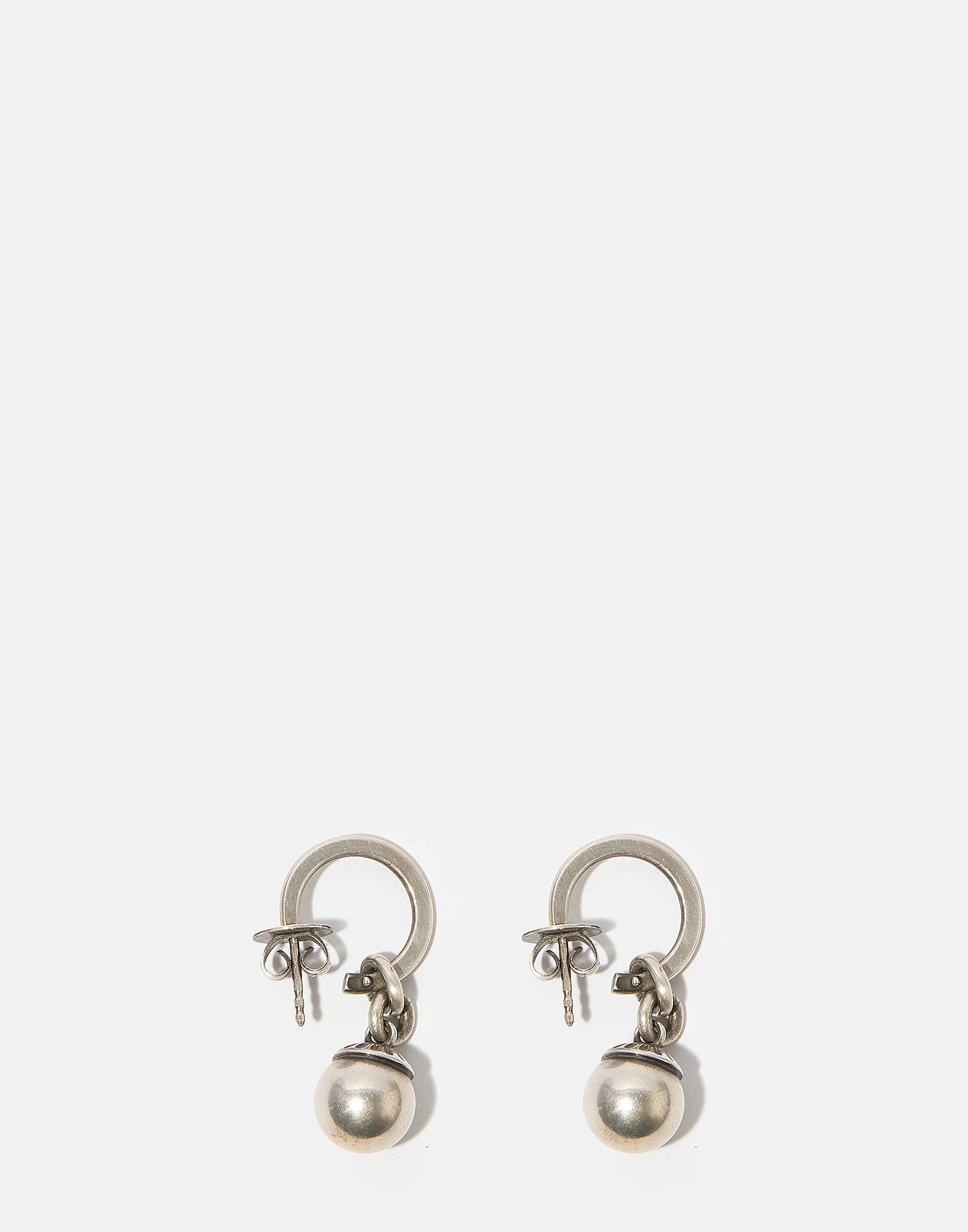 Silver Hoop Pearl Studs