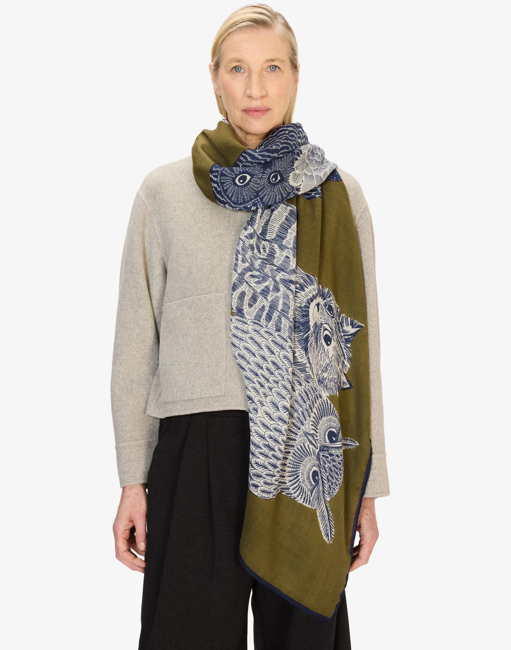 Khaki Wool Chouette Scarf - Image 4