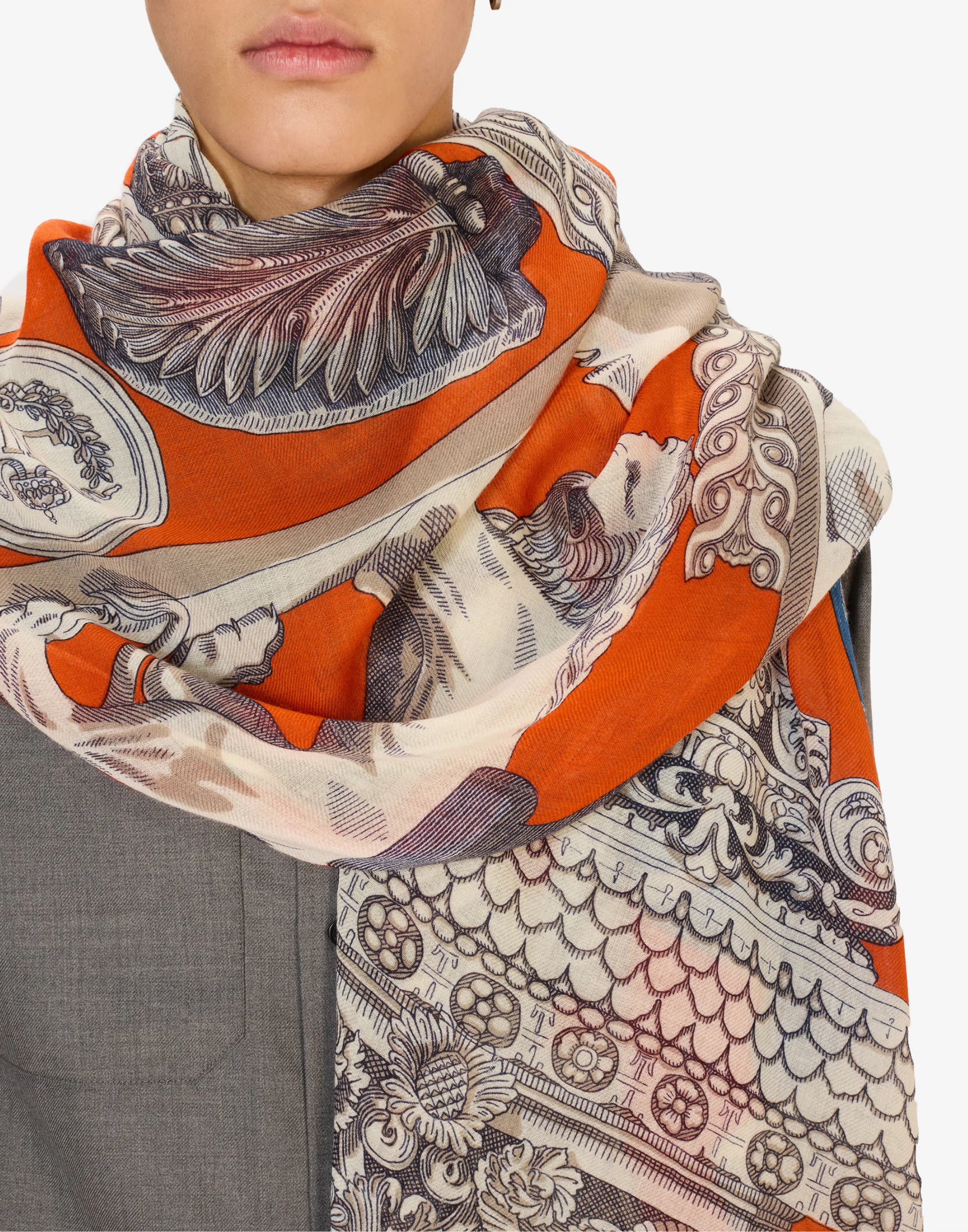 Orange Wool Archives Scarf - Image 3