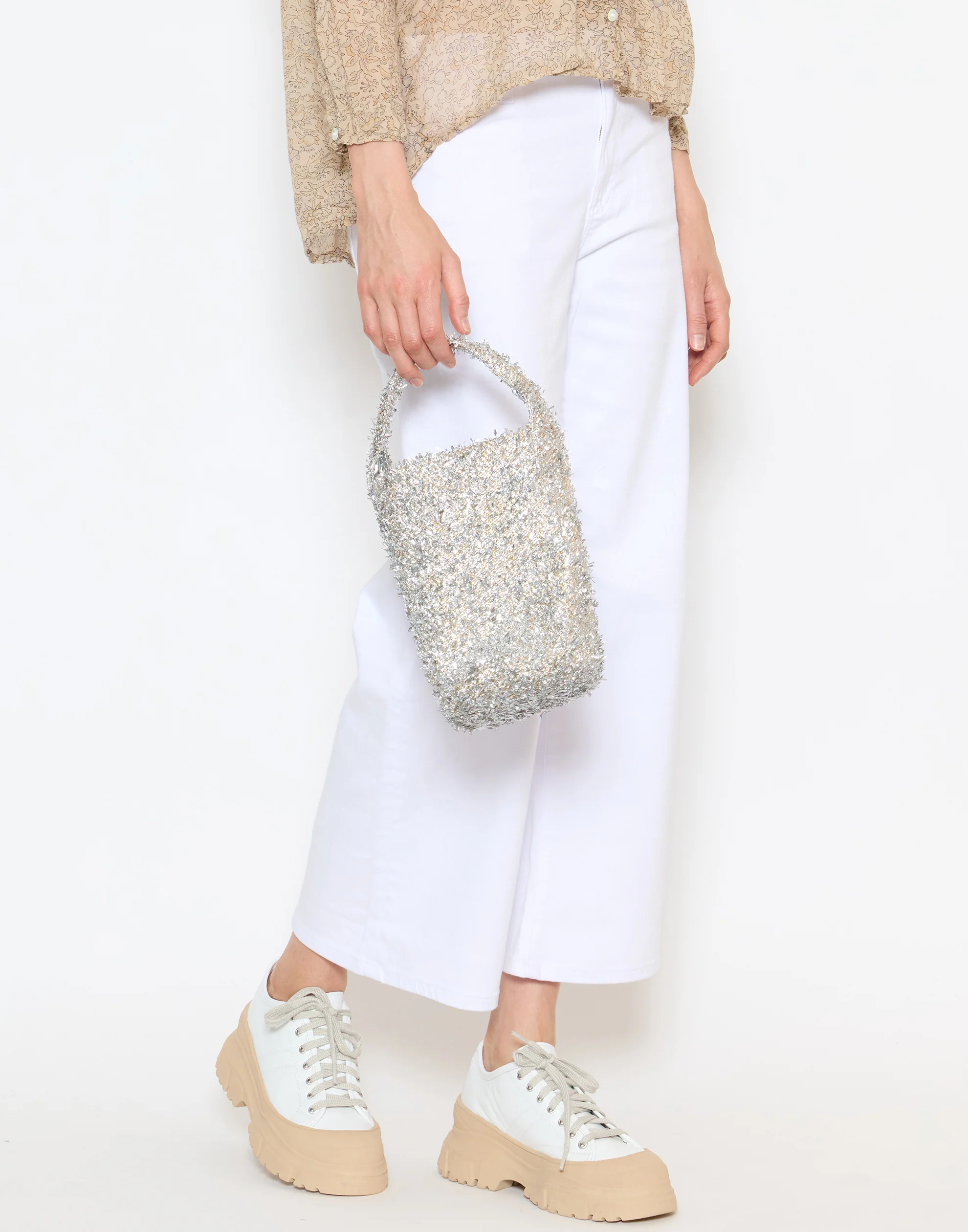 Silver & Gold Lametta Tube Bag - Image 6