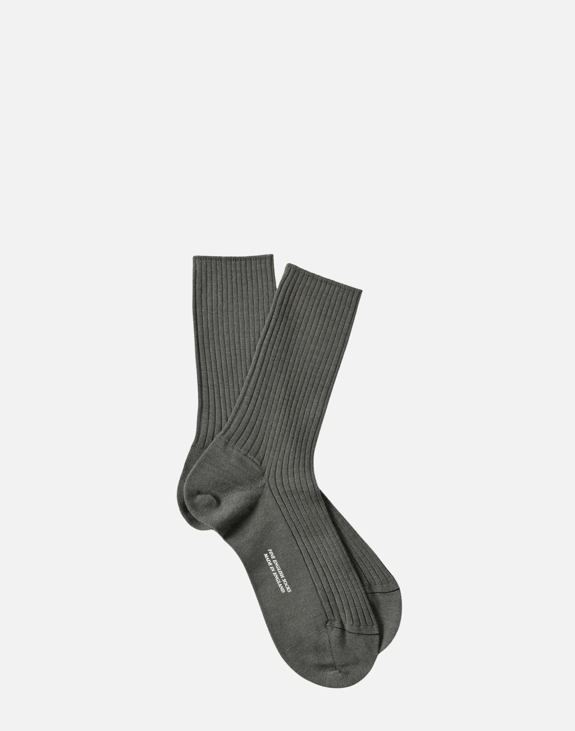 Dark Sage Merino Blend Full Rib Socks