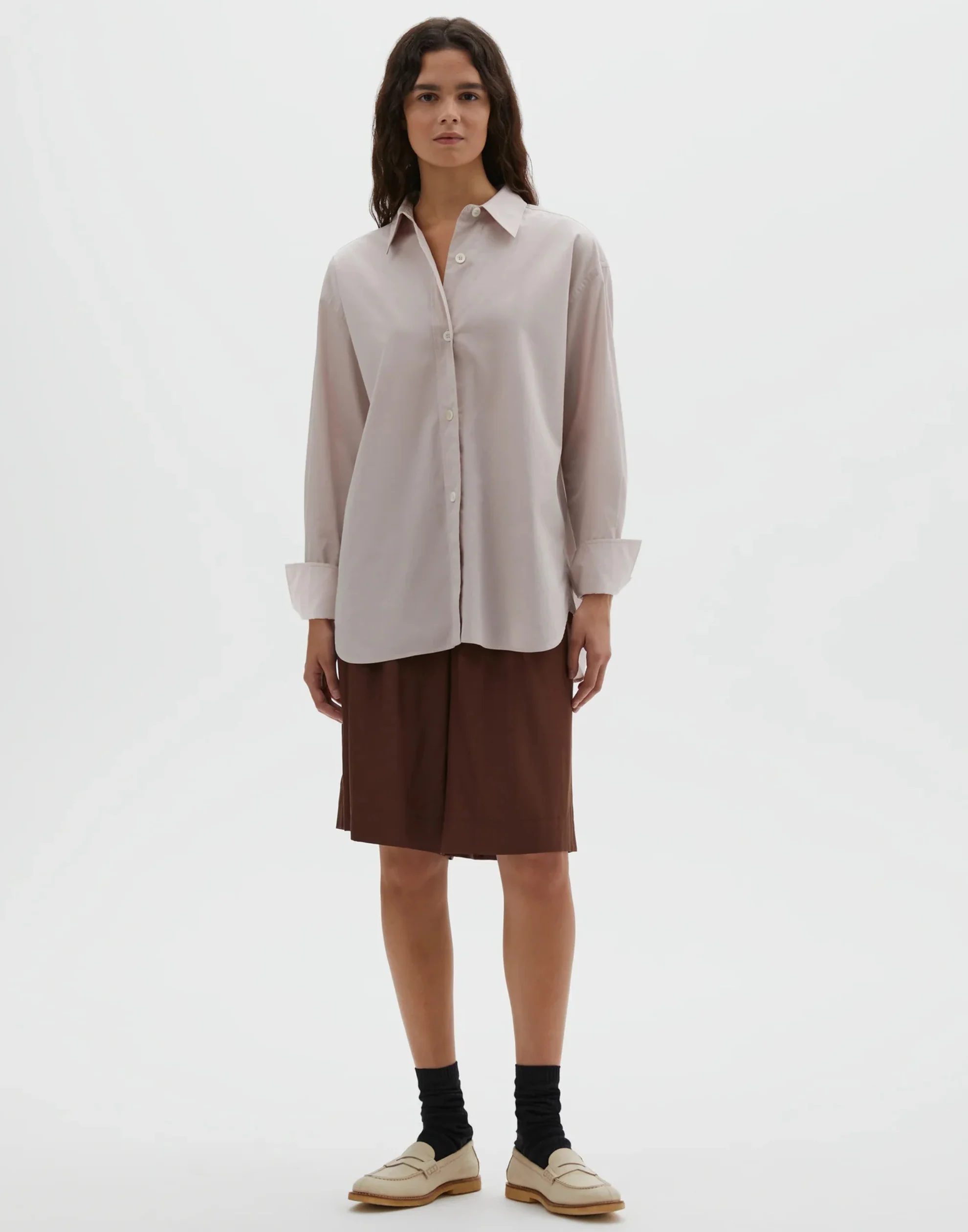 Dusty Pink Cotton Turn Up Cuff Shirt - Image 3