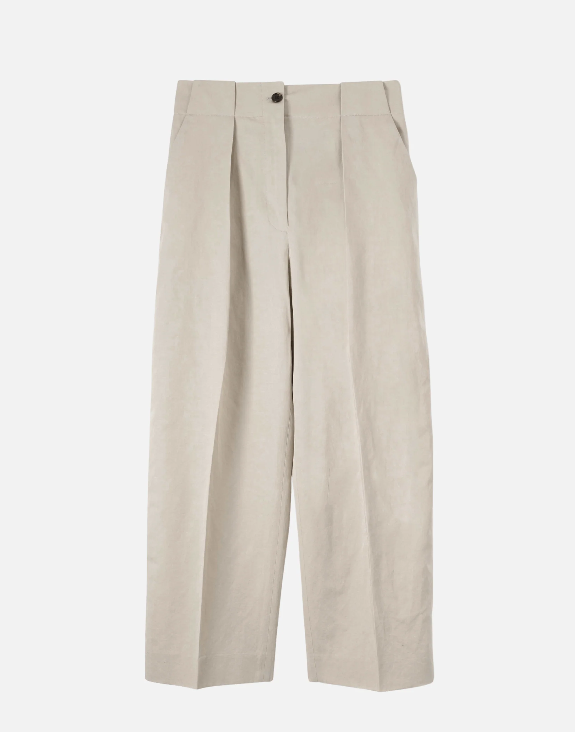 Stone Cotton & Linen Belt Loop Trousers