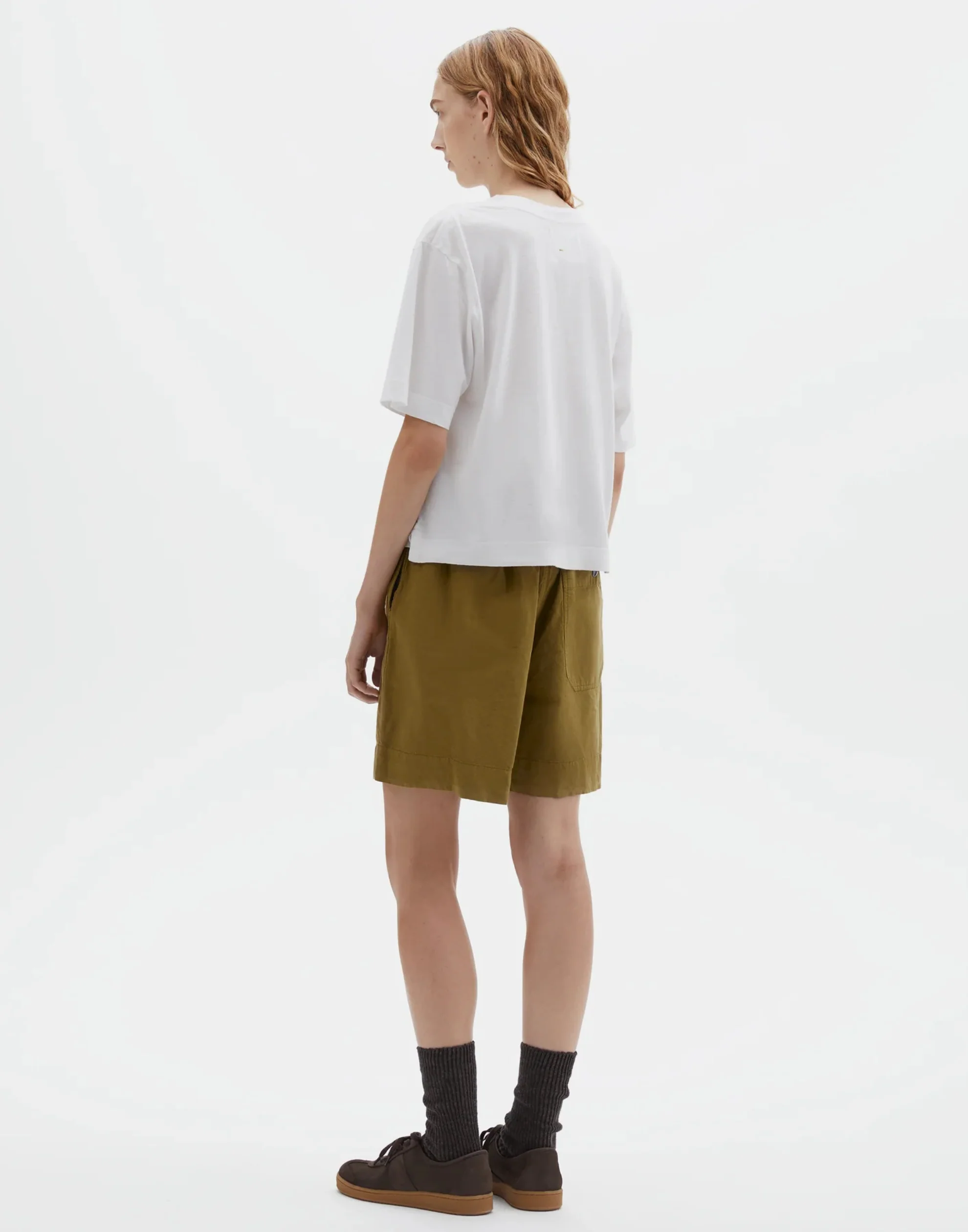 White Cotton & Linen Simple T-Shirt - Image 3