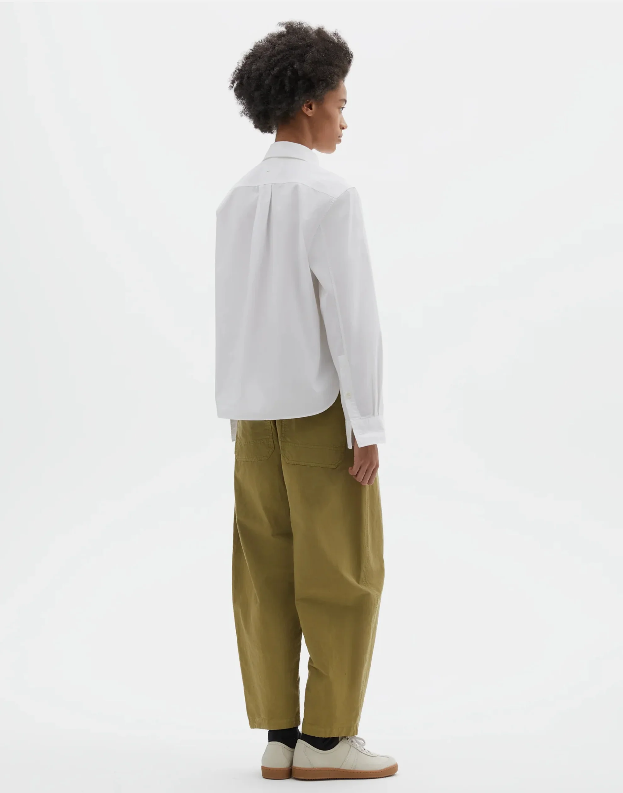White Cotton Poplin Simple Shirt - Image 3