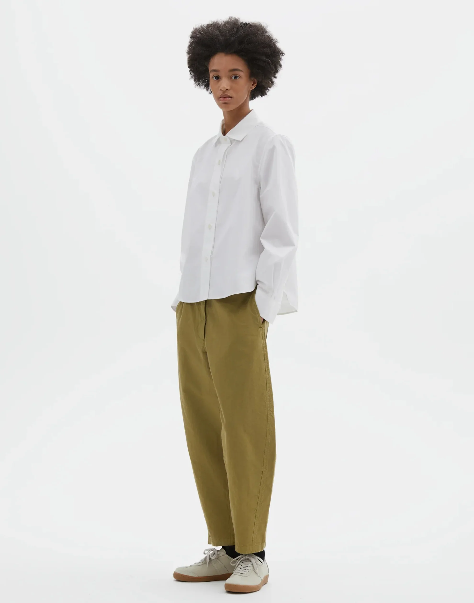White Cotton Poplin Simple Shirt - Image 4