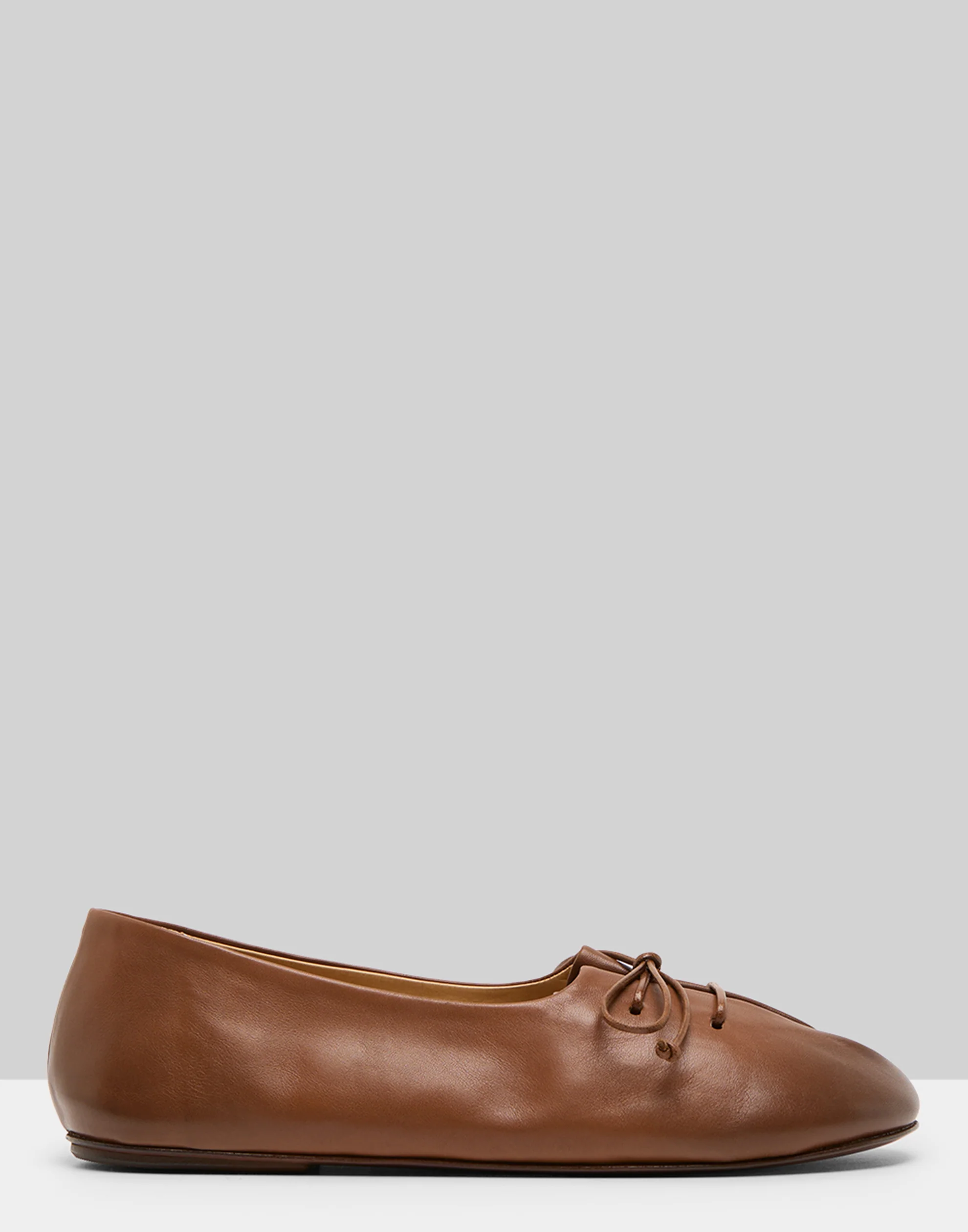 Basalt Brown Leather Girella Ballerina Shoes