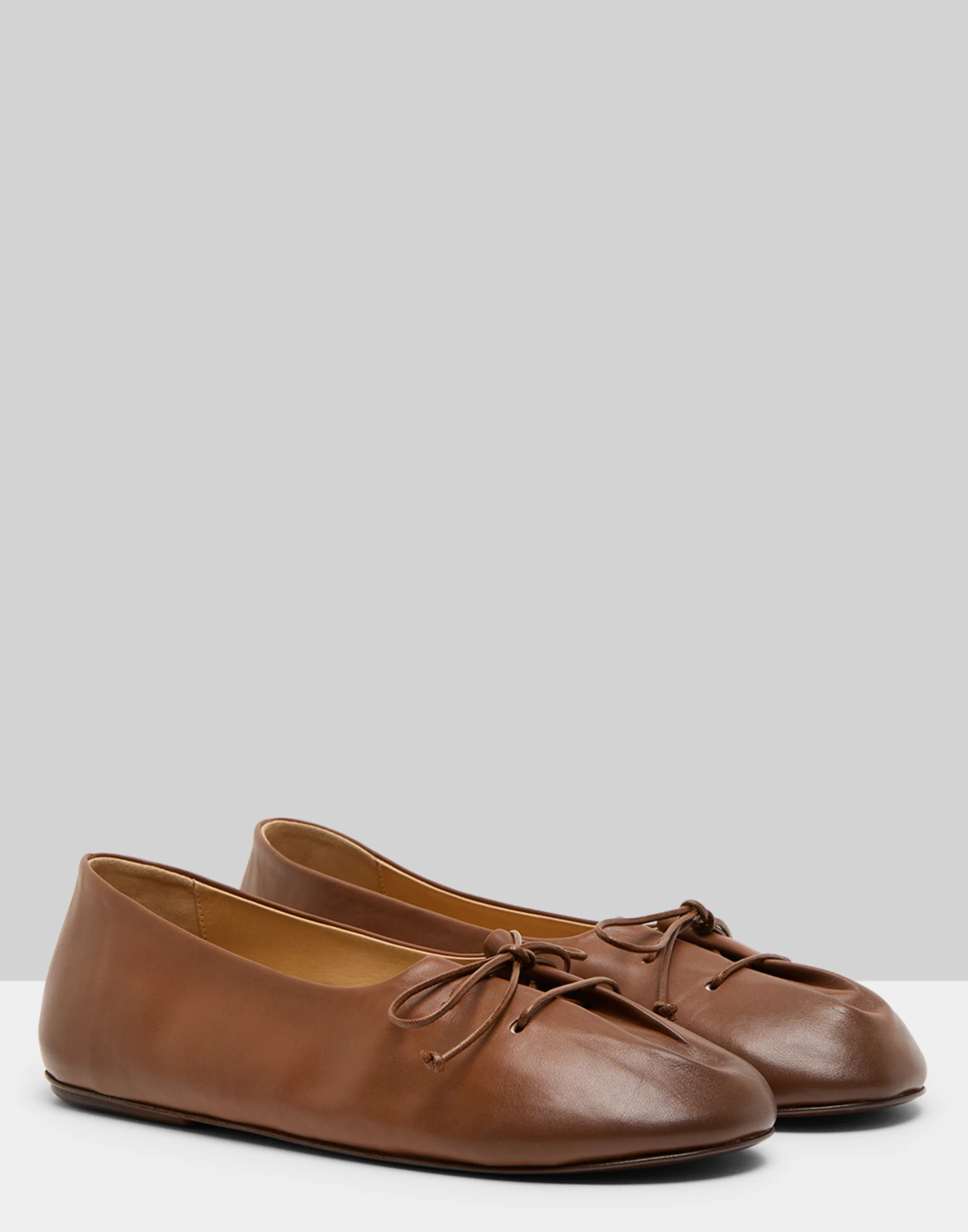 Basalt Brown Leather Girella Ballerina Shoes - Image 2