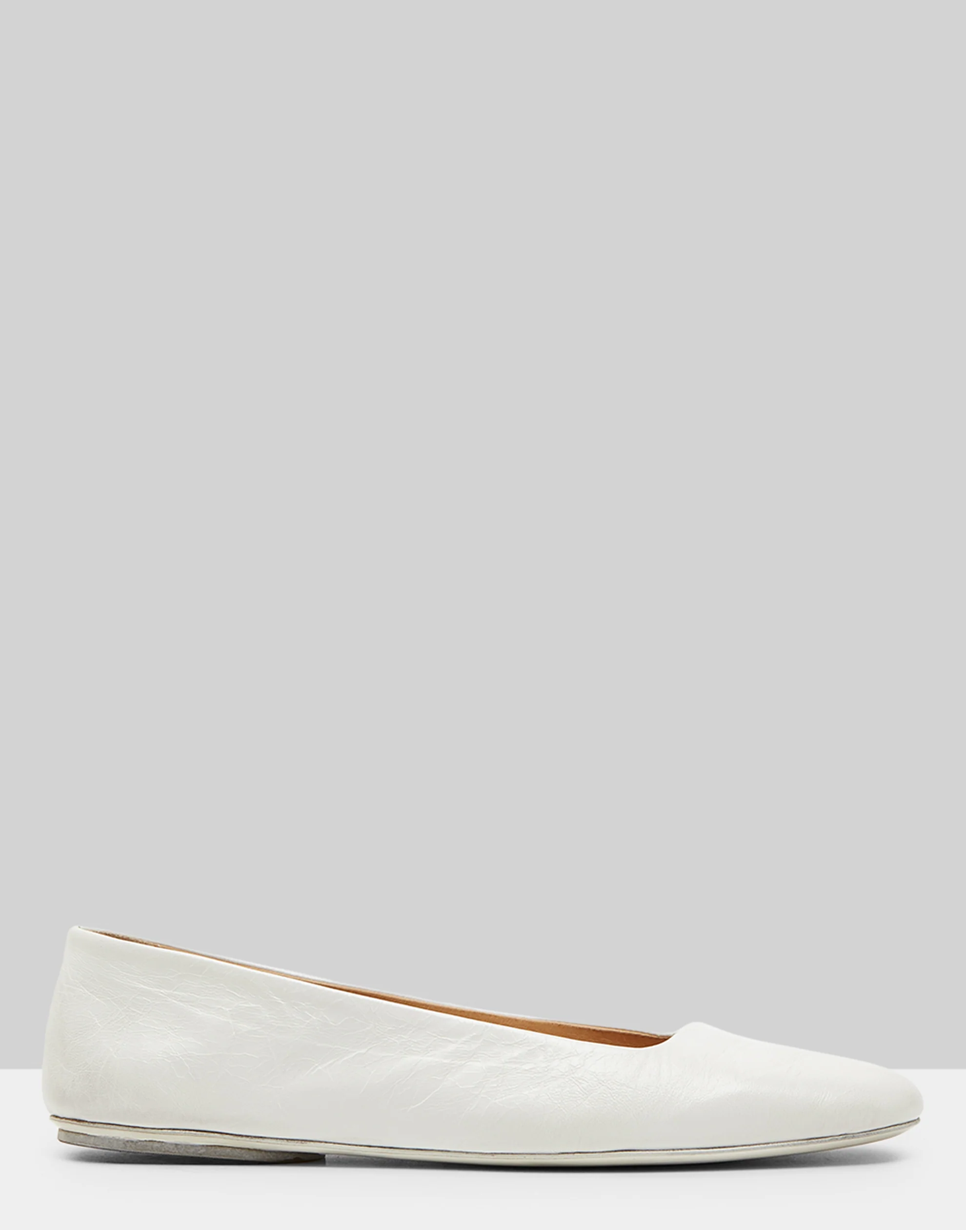White Leather Distesa Ballerina Shoes