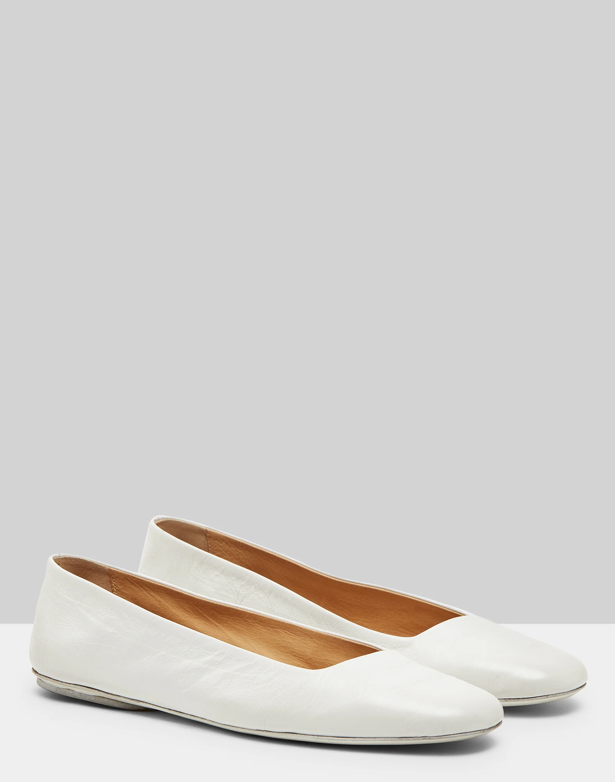 White Leather Distesa Ballerina Shoes - Image 2