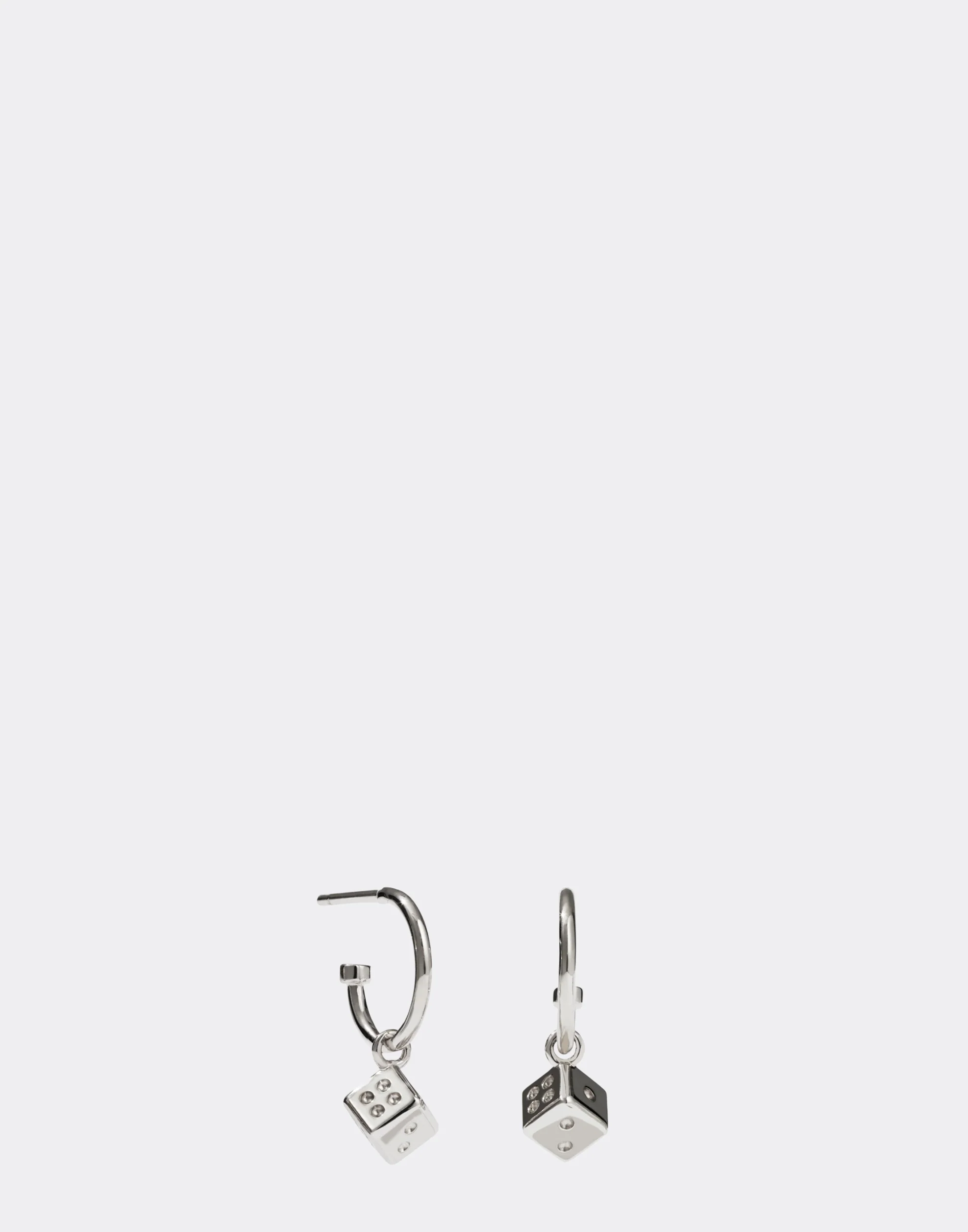Sterling Silver Dice Signature Hoop Earrings
