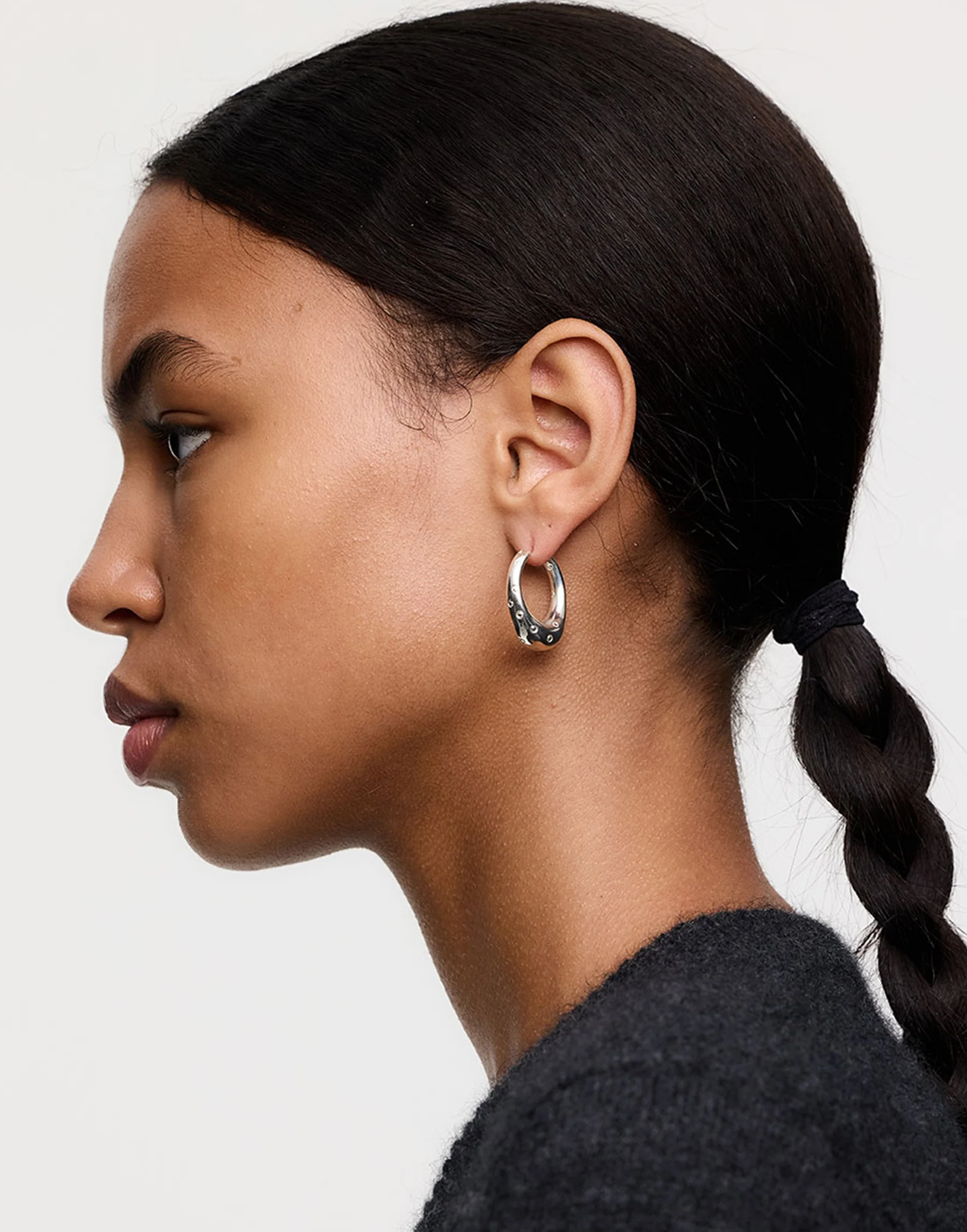 Sterling Silver Large Strawberry Hoop Earrings - Image 3