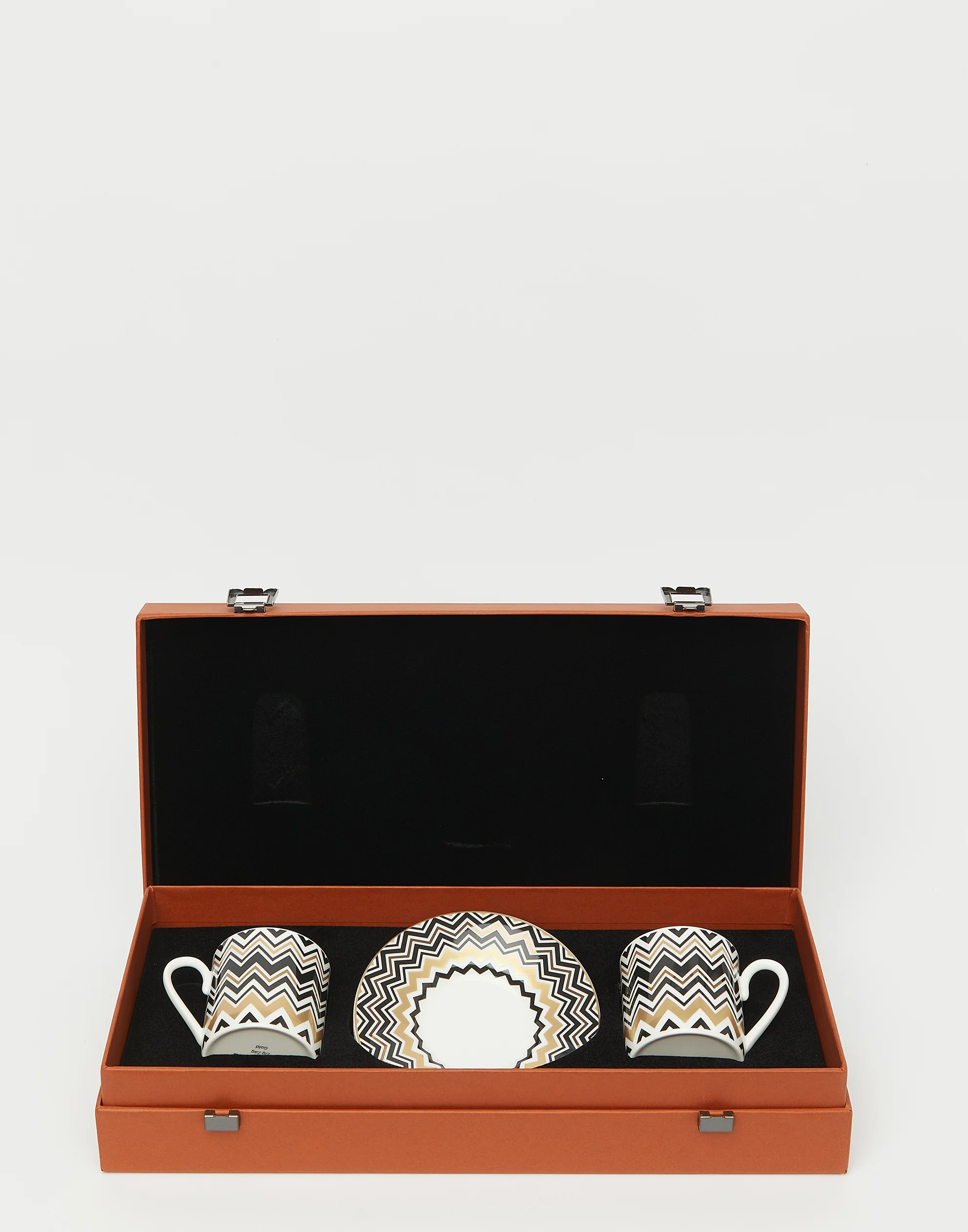 Gold Zig Zag Porcelain Coffee Cup Set of 2 - Image 2