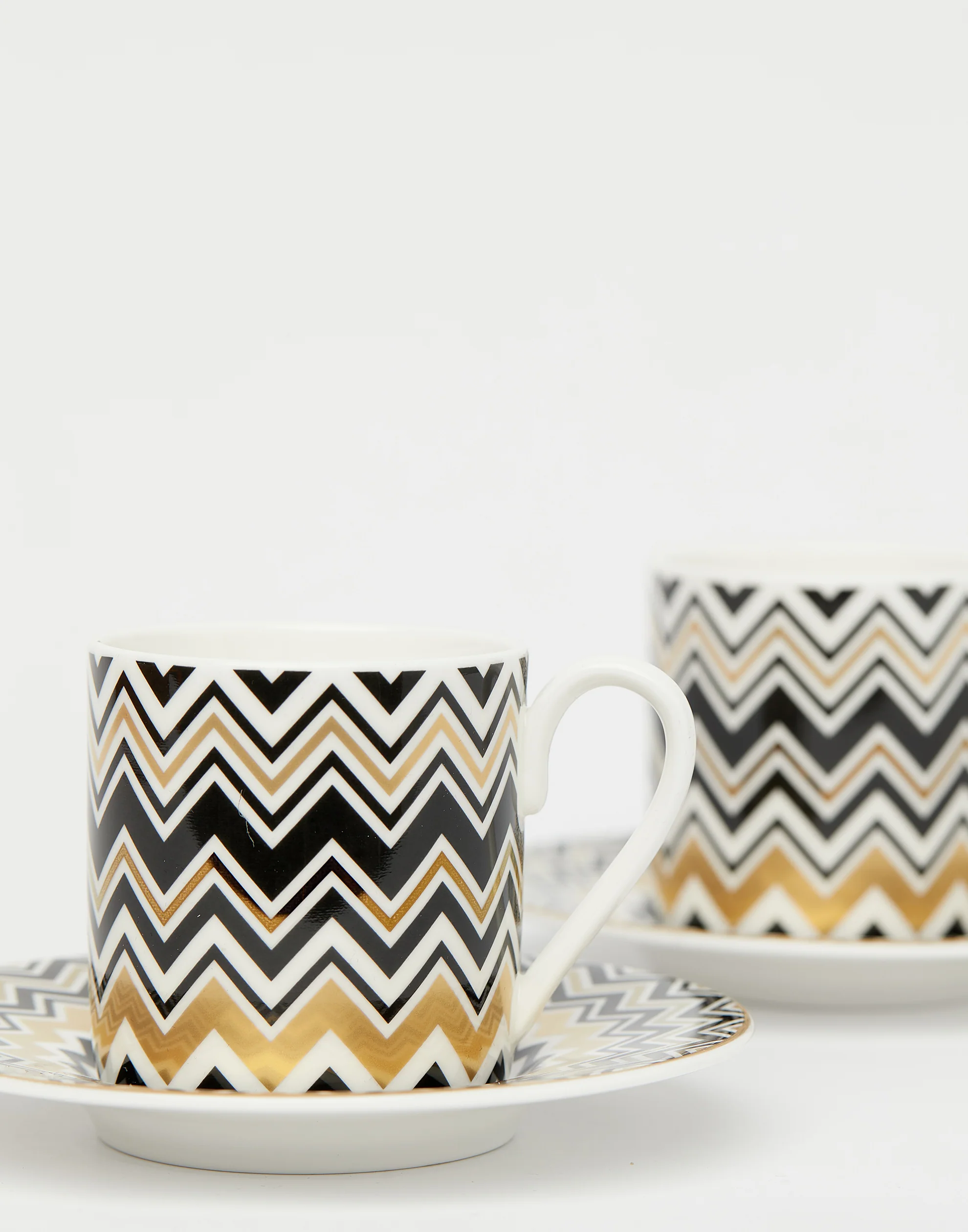 Gold Zig Zag Porcelain Coffee Cup Set of 2 - Image 3