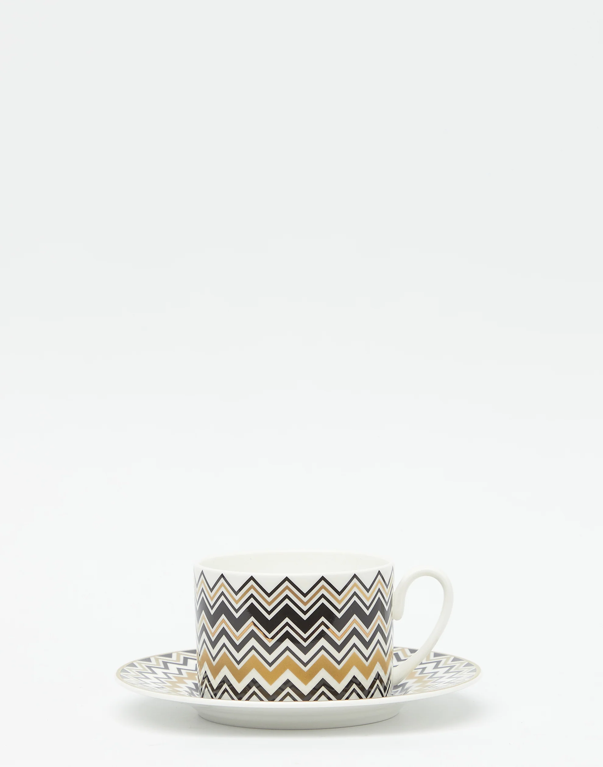 Gold Zig Zag Porcelain Tea Cup Set of 2