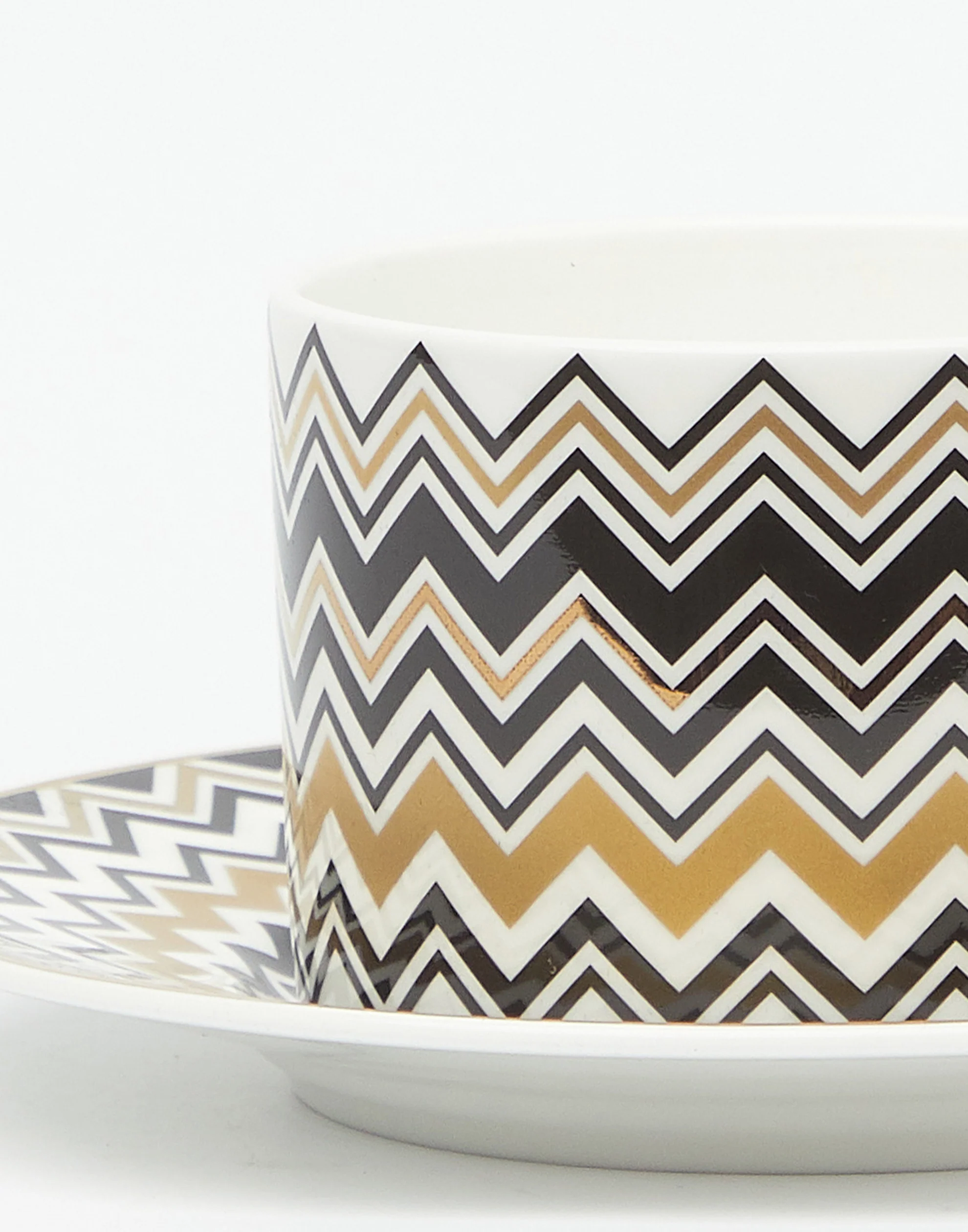 Gold Zig Zag Porcelain Tea Cup Set of 2 - Image 3