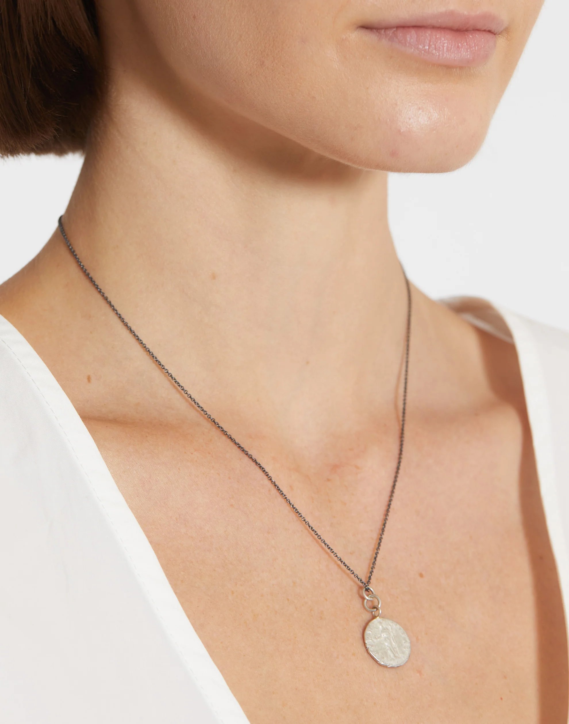 Greek Coin & Oxidised Silver Necklace - Image 2