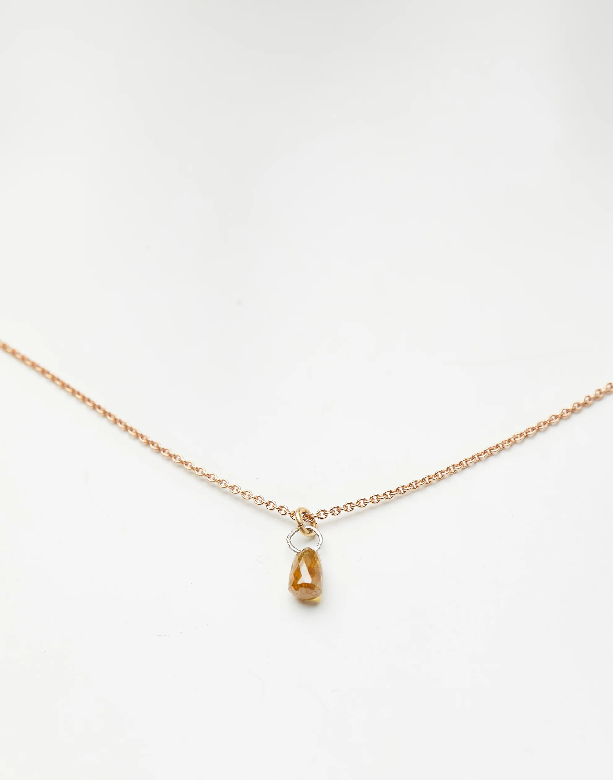 Orange Diamond & Rose Gold Necklace