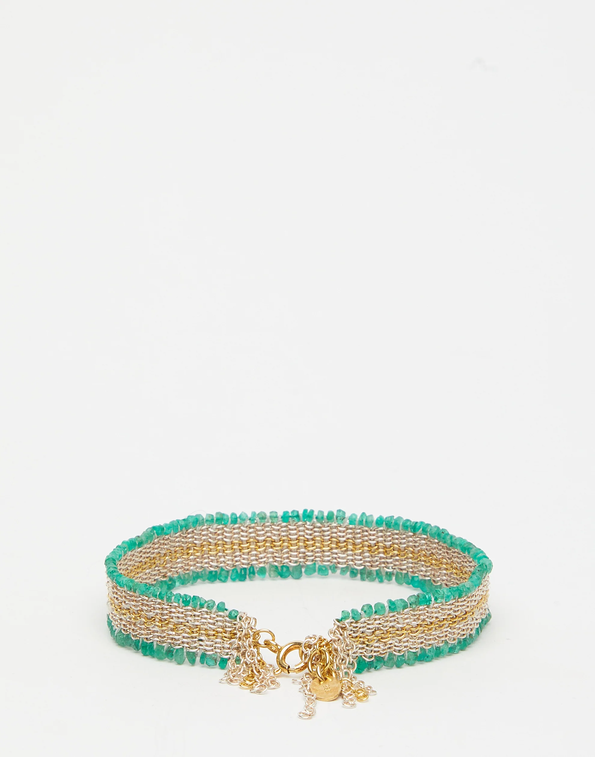 Green Emerald & Silver Silk Bracelet - Image 4