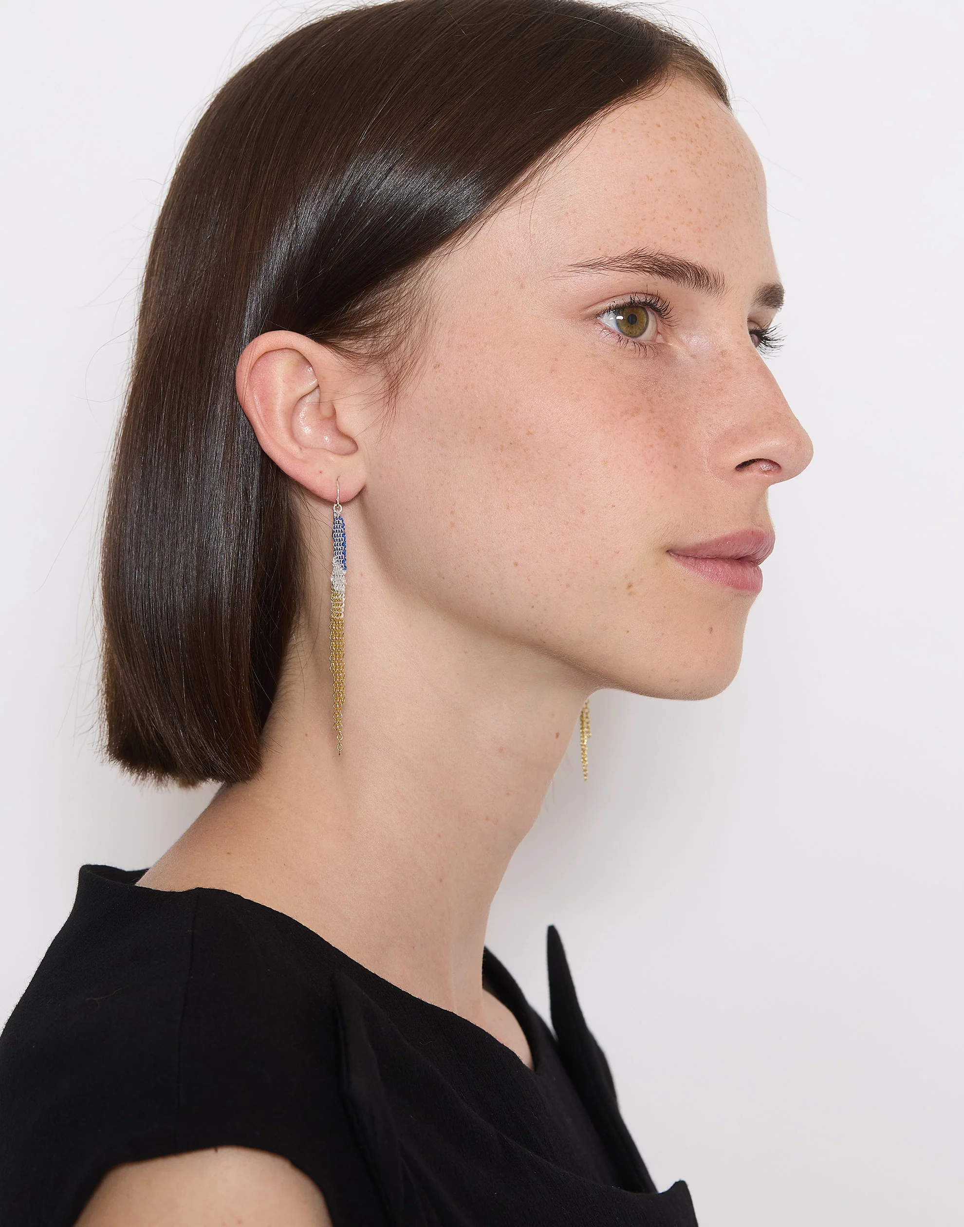 Silver & Gold Fringe Earrings - Image 2