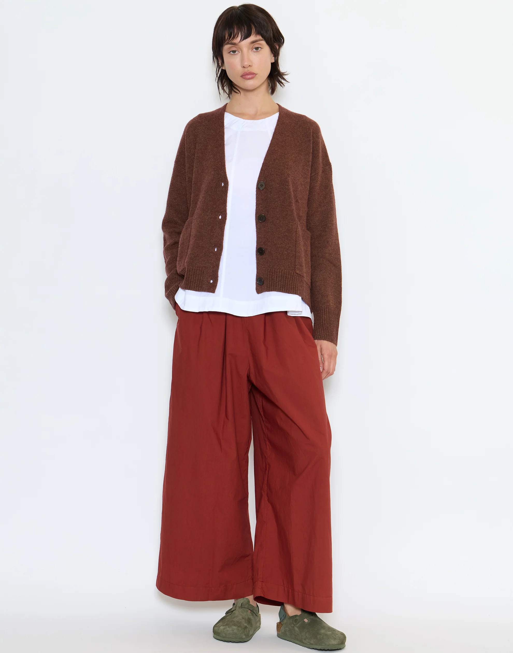 Pecan Wool & Cashmere Boxy Cardigan - Image 2