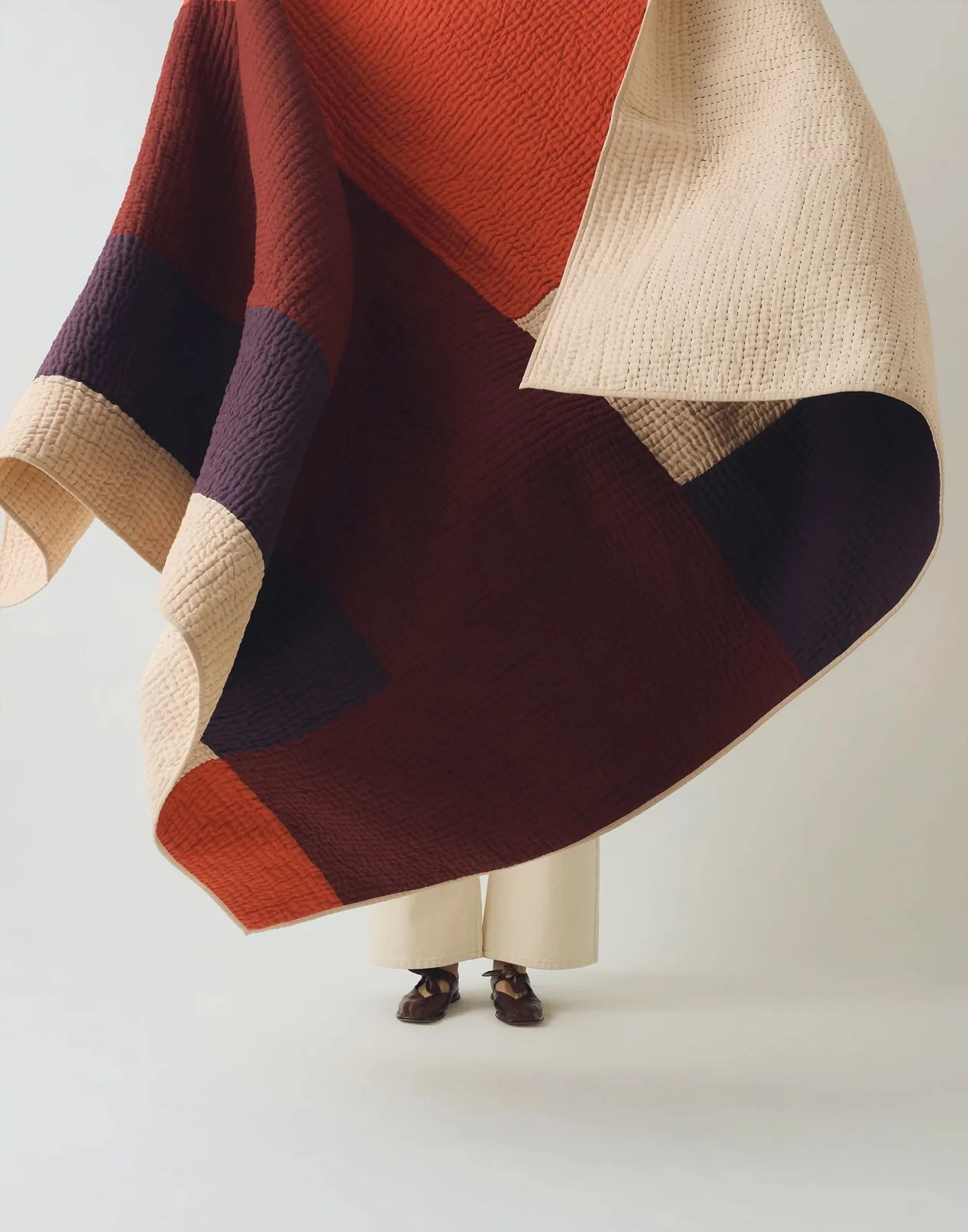 Plum & Coral Cotton Patchwork Quilt - Image 3