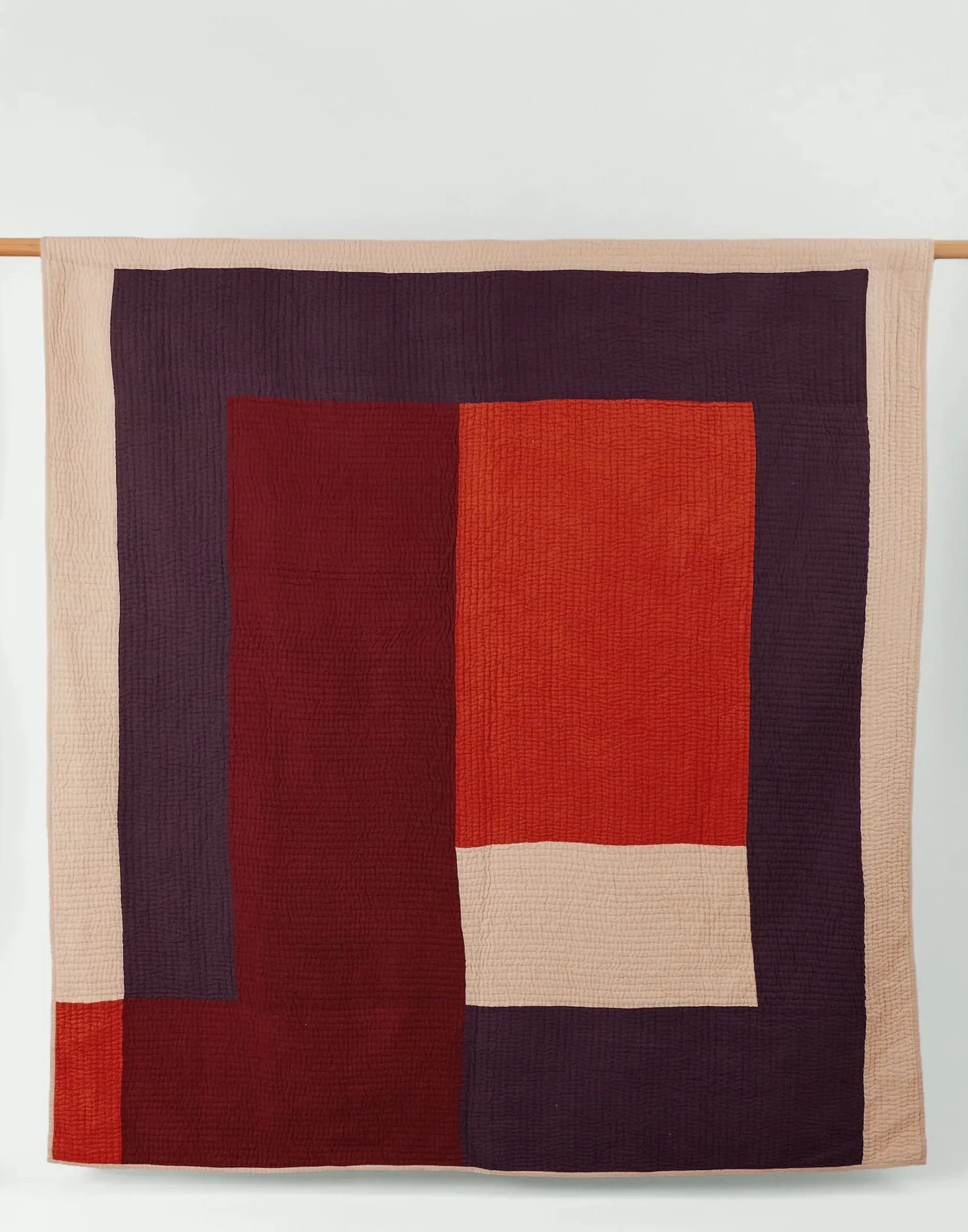 Plum & Coral Cotton Patchwork Quilt - Image 4