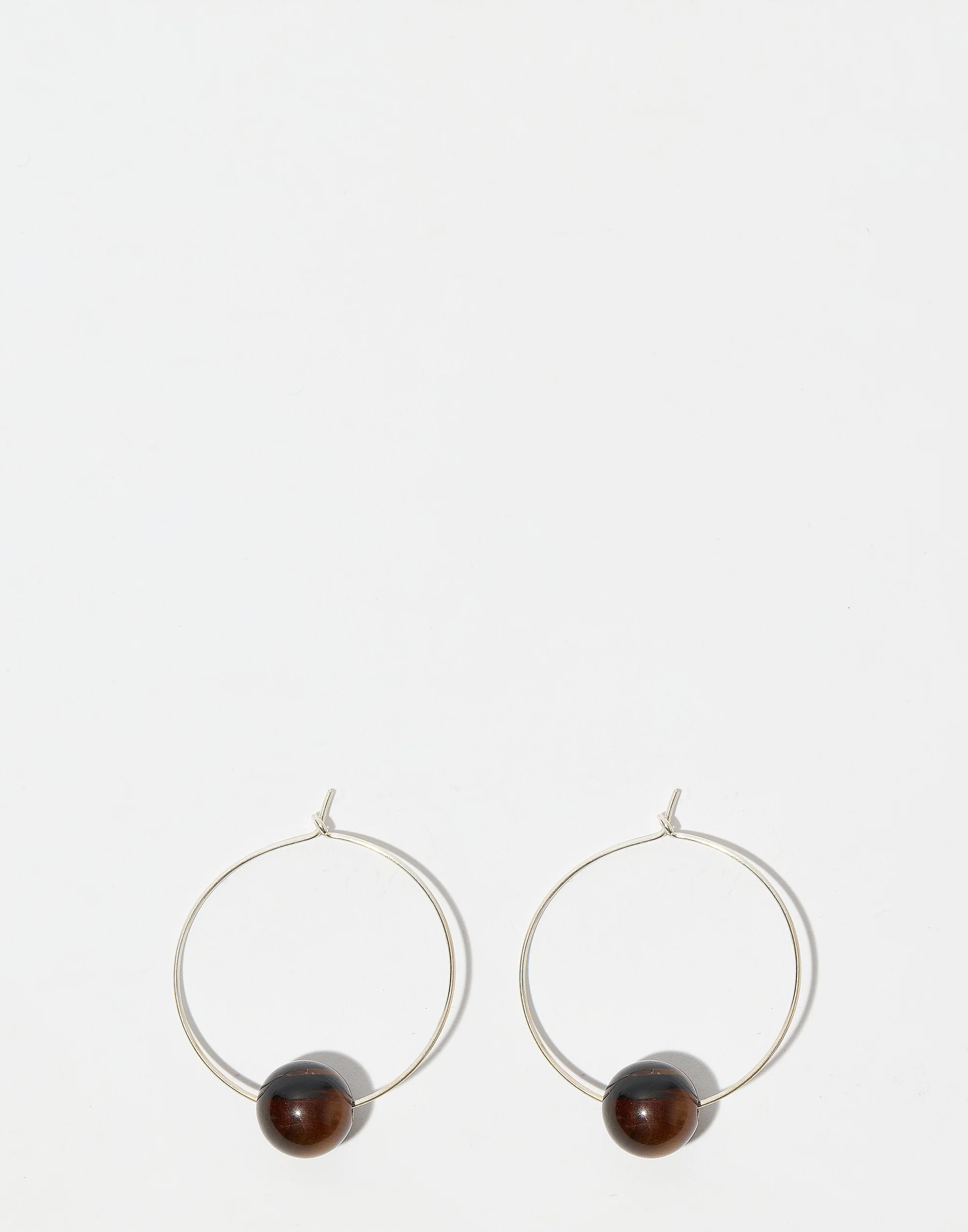 Tiger Eye & Silver Fern Hoop Earrings