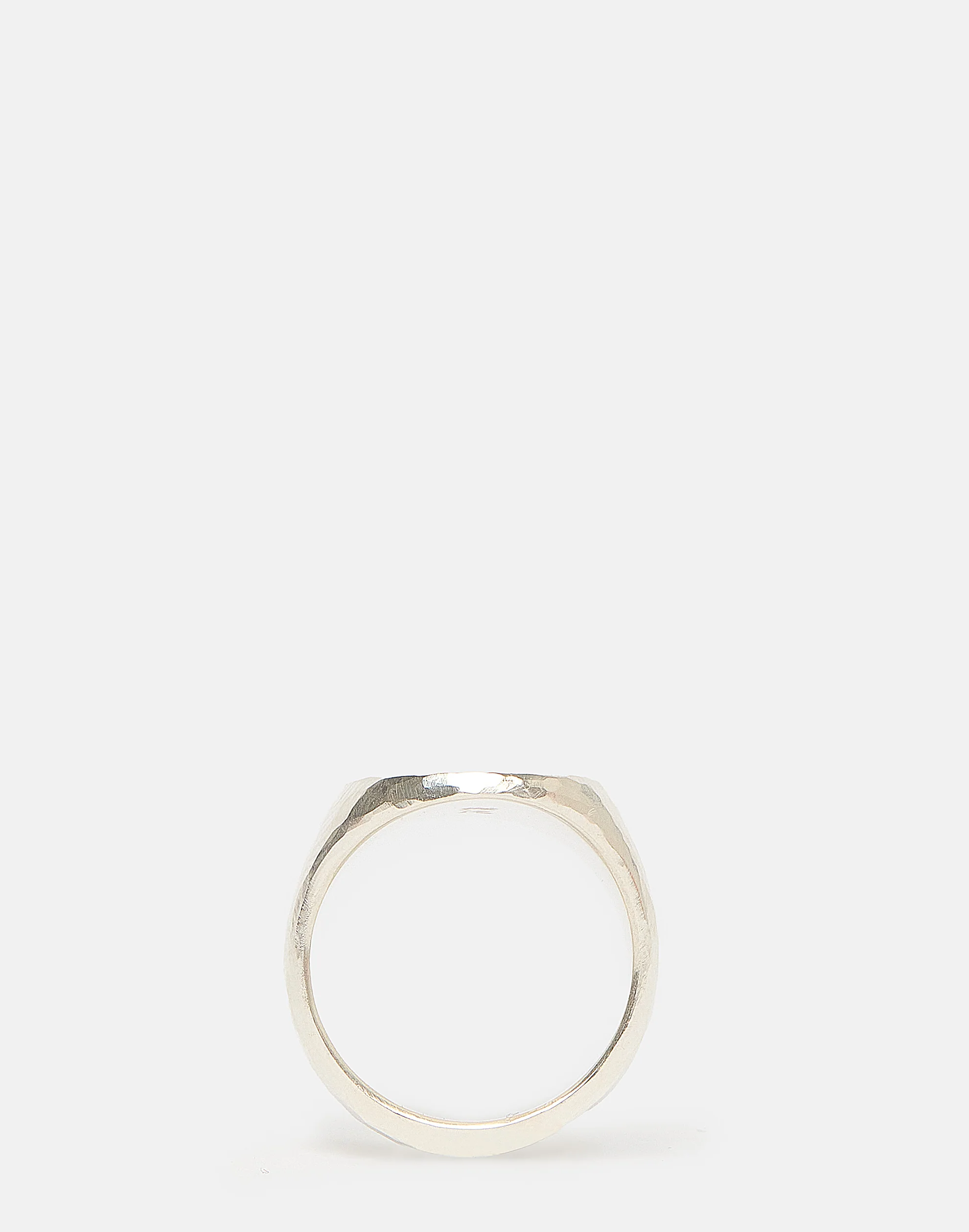Silver Hammered Oval Signet Ring - Image 4