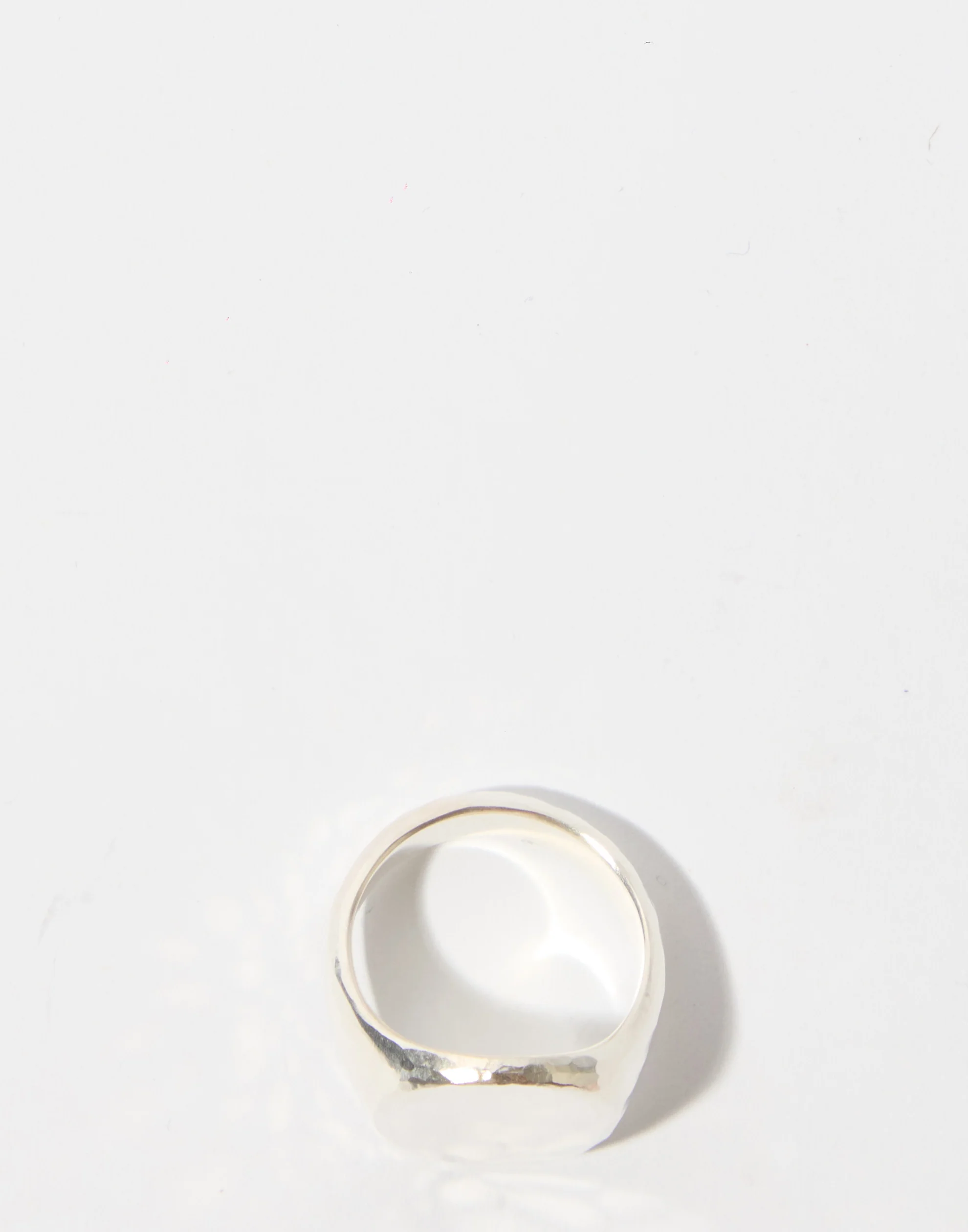 Silver Hammered Oval Signet Ring - Image 5