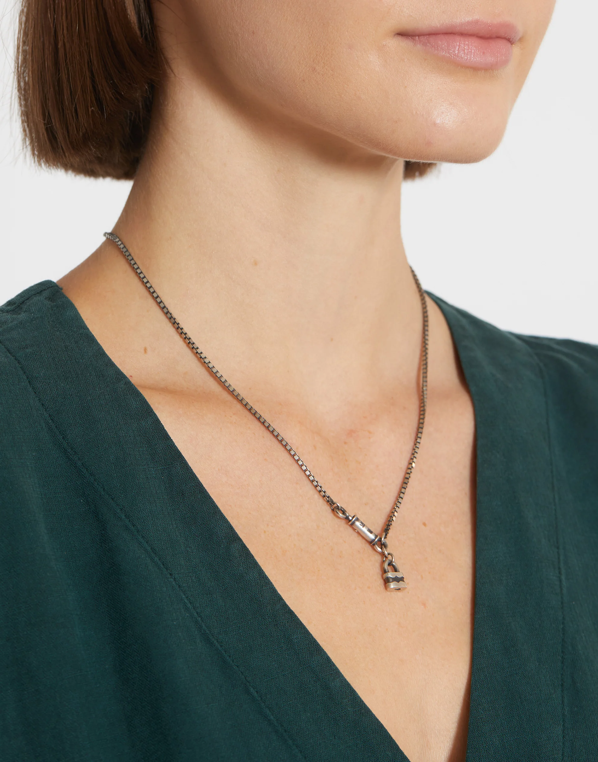 Silver Lock Symbol Necklace - Image 3