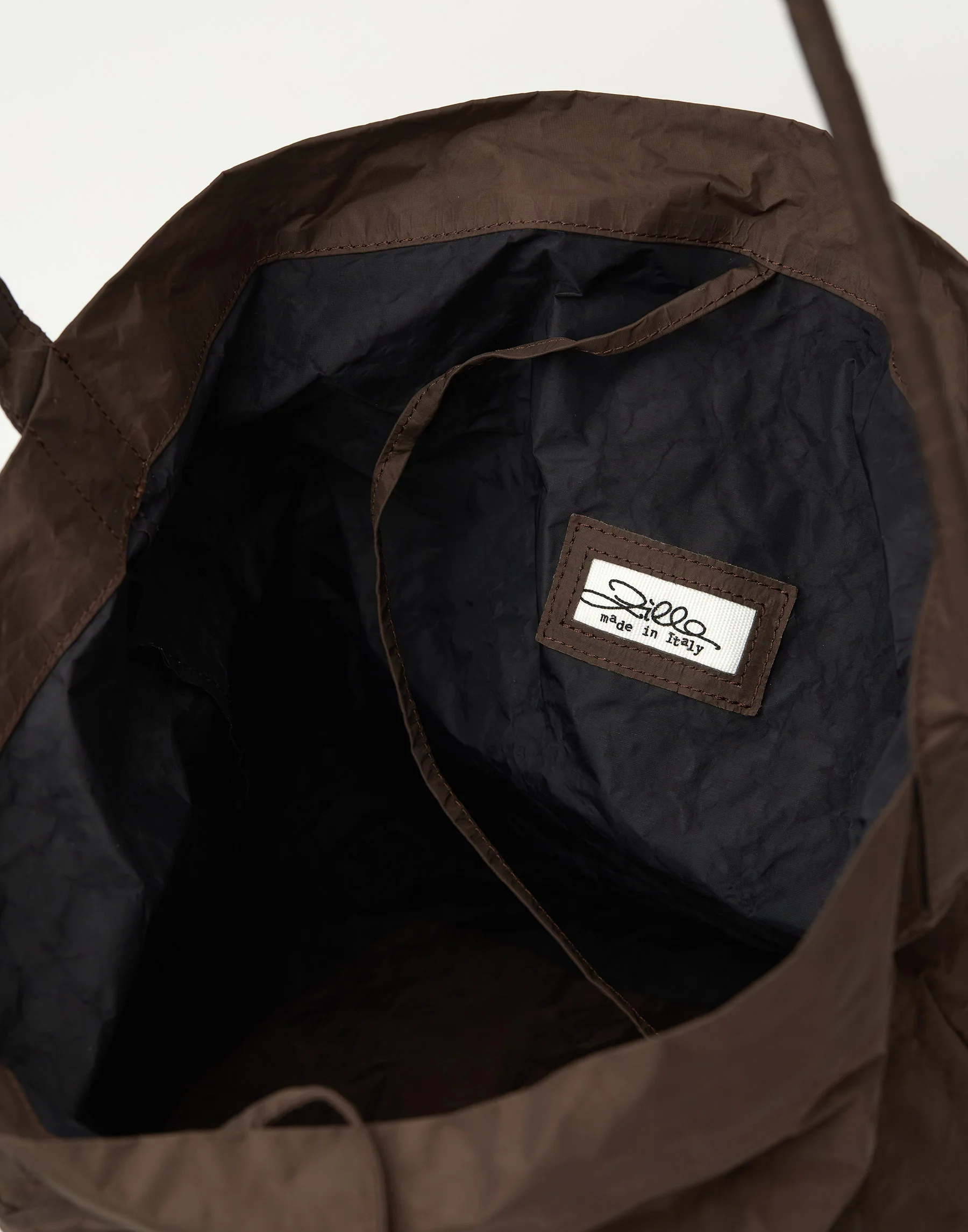 Dark Brown Nylon Big Tube Bag - Image 3