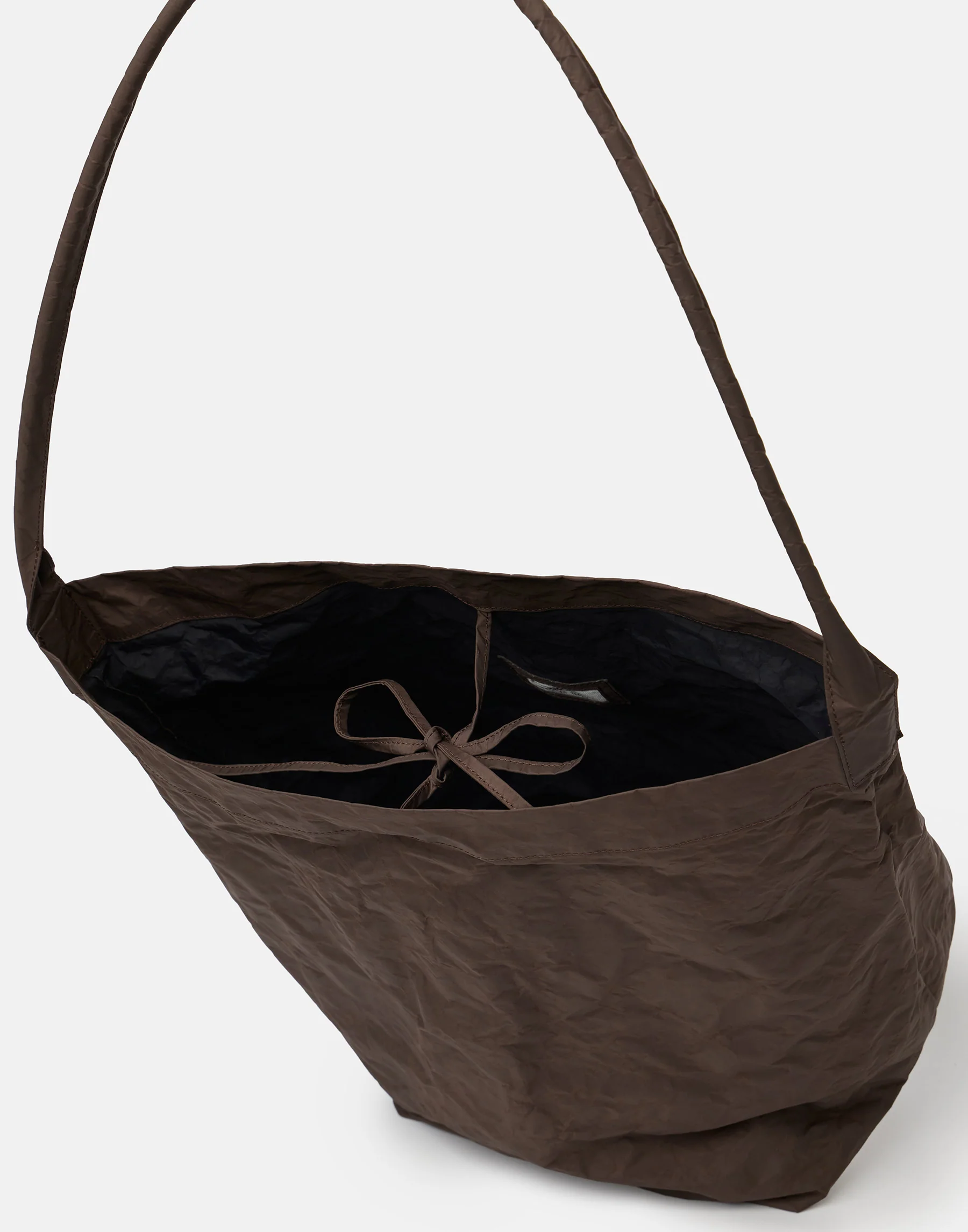 Dark Brown Nylon Big Tube Bag - Image 6
