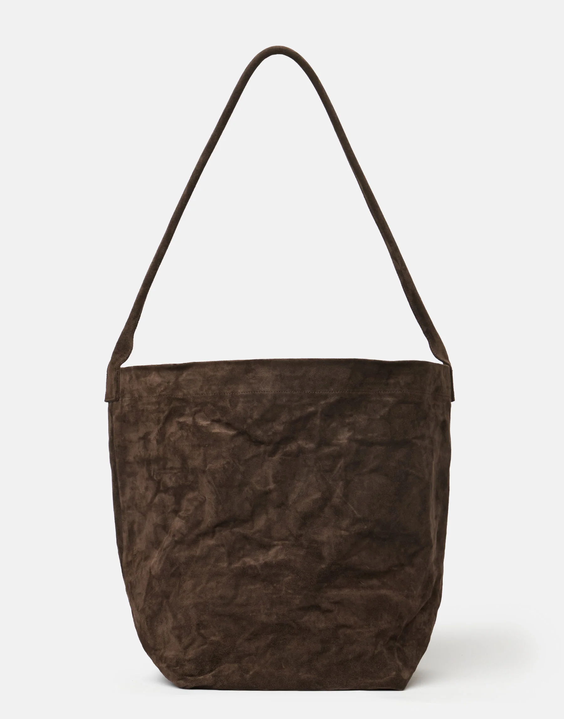 Dark Brown Suede Leather Big Tube Bag