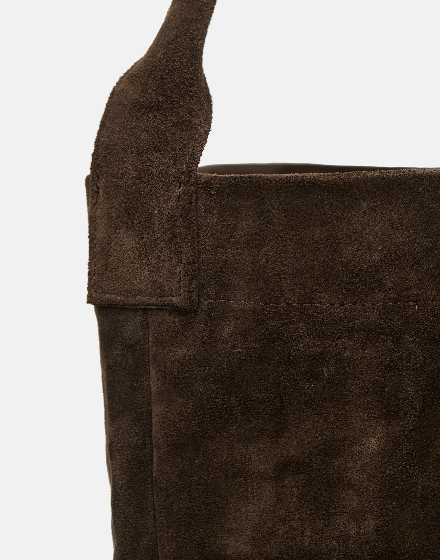 Dark Brown Suede Leather Big Tube Bag - Image 7