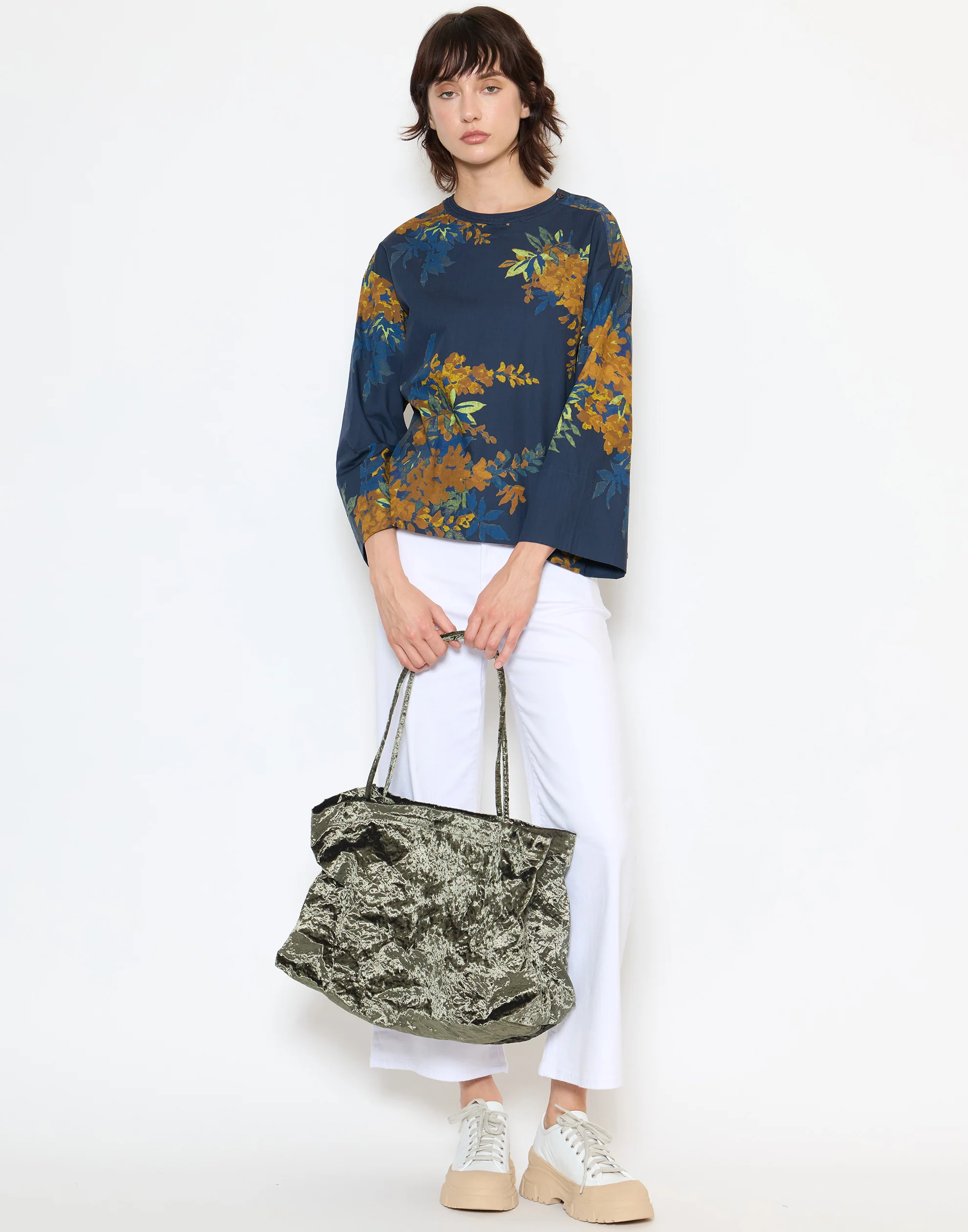 Khaki Velvet Maxi Tote Bag - Image 5