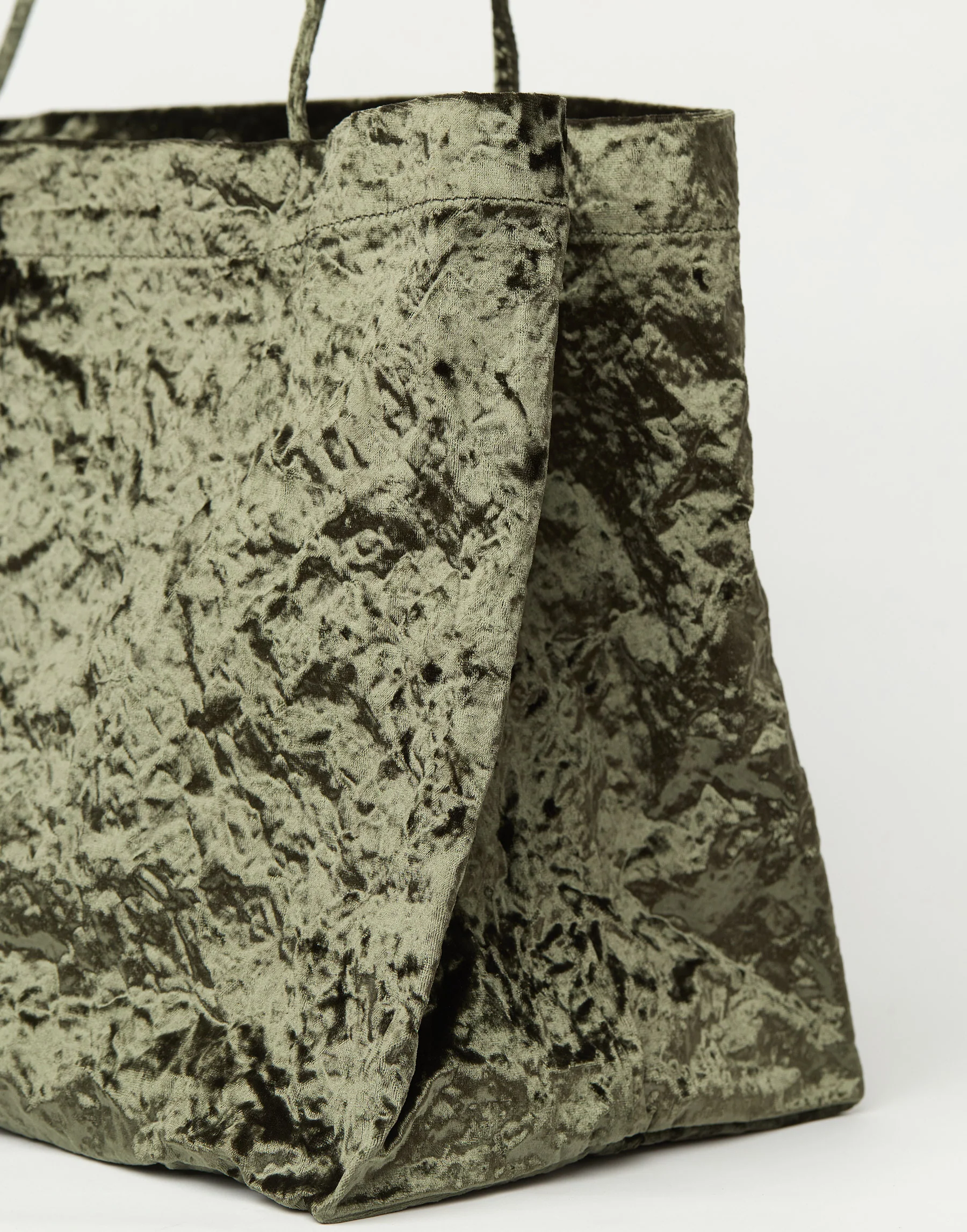 Khaki Velvet Maxi Tote Bag - Image 6